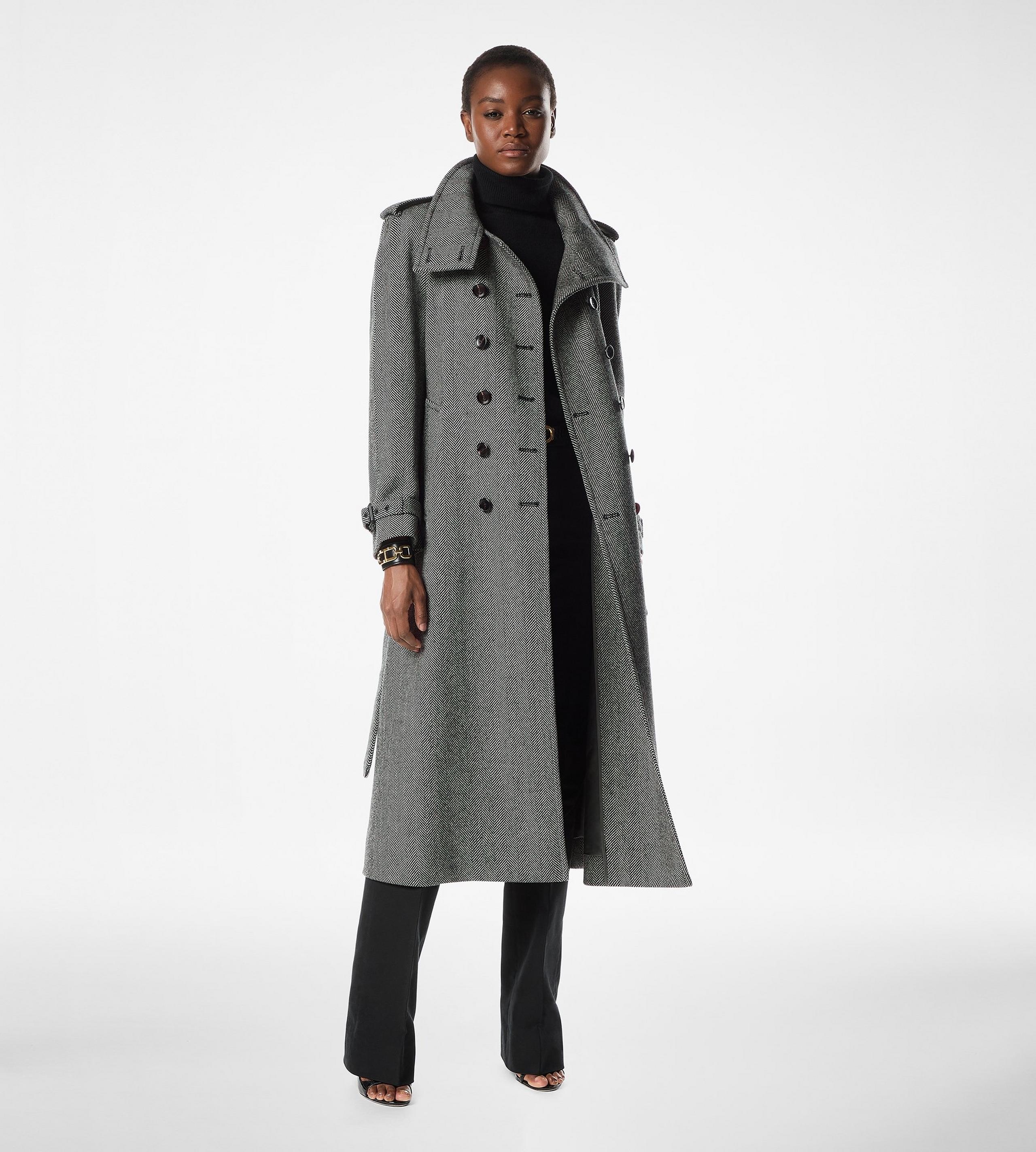 VIRGIN WOOL HERRINGBONE FUNNEL COAT - 2