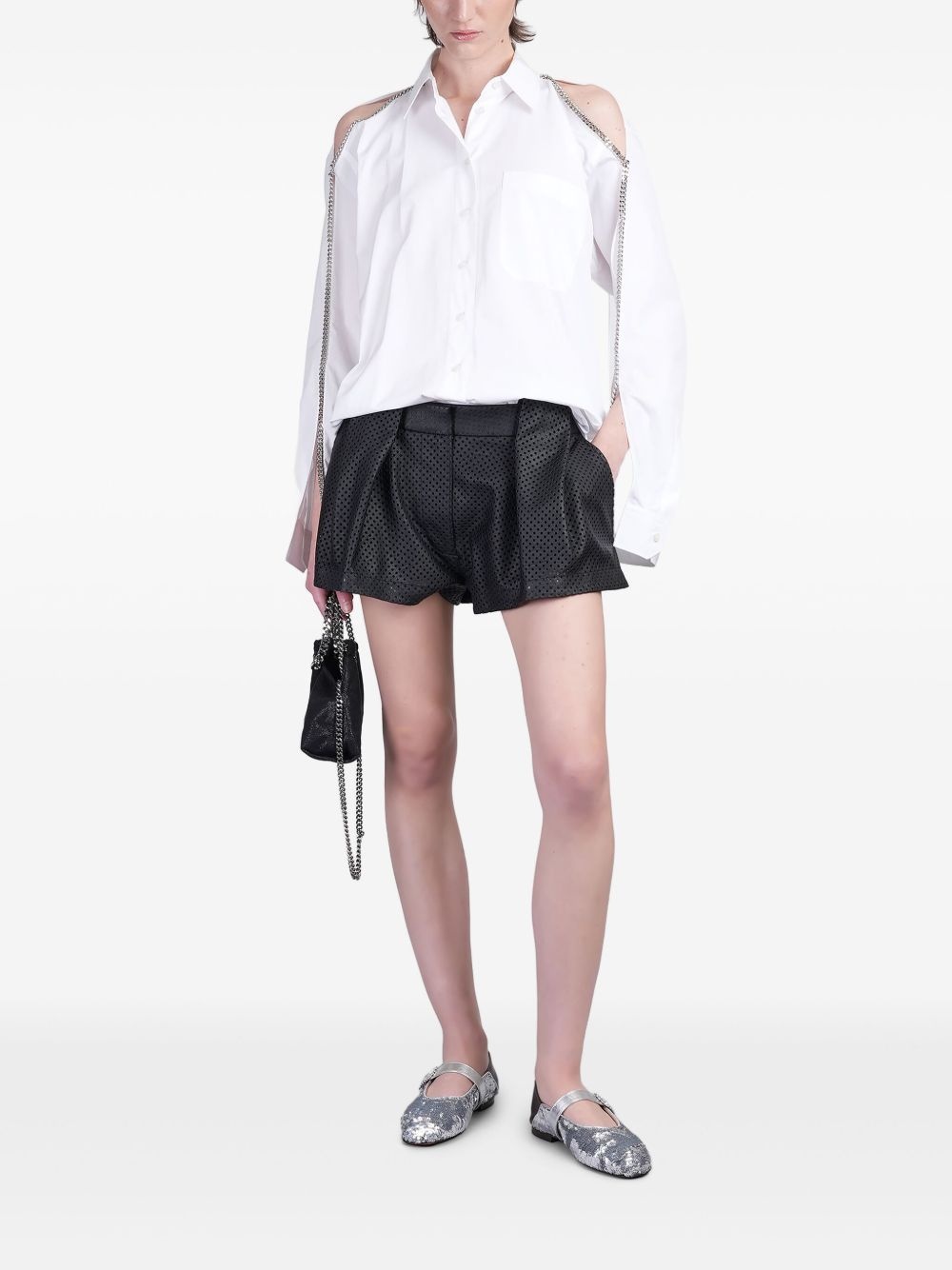 perforated mini shorts - 2