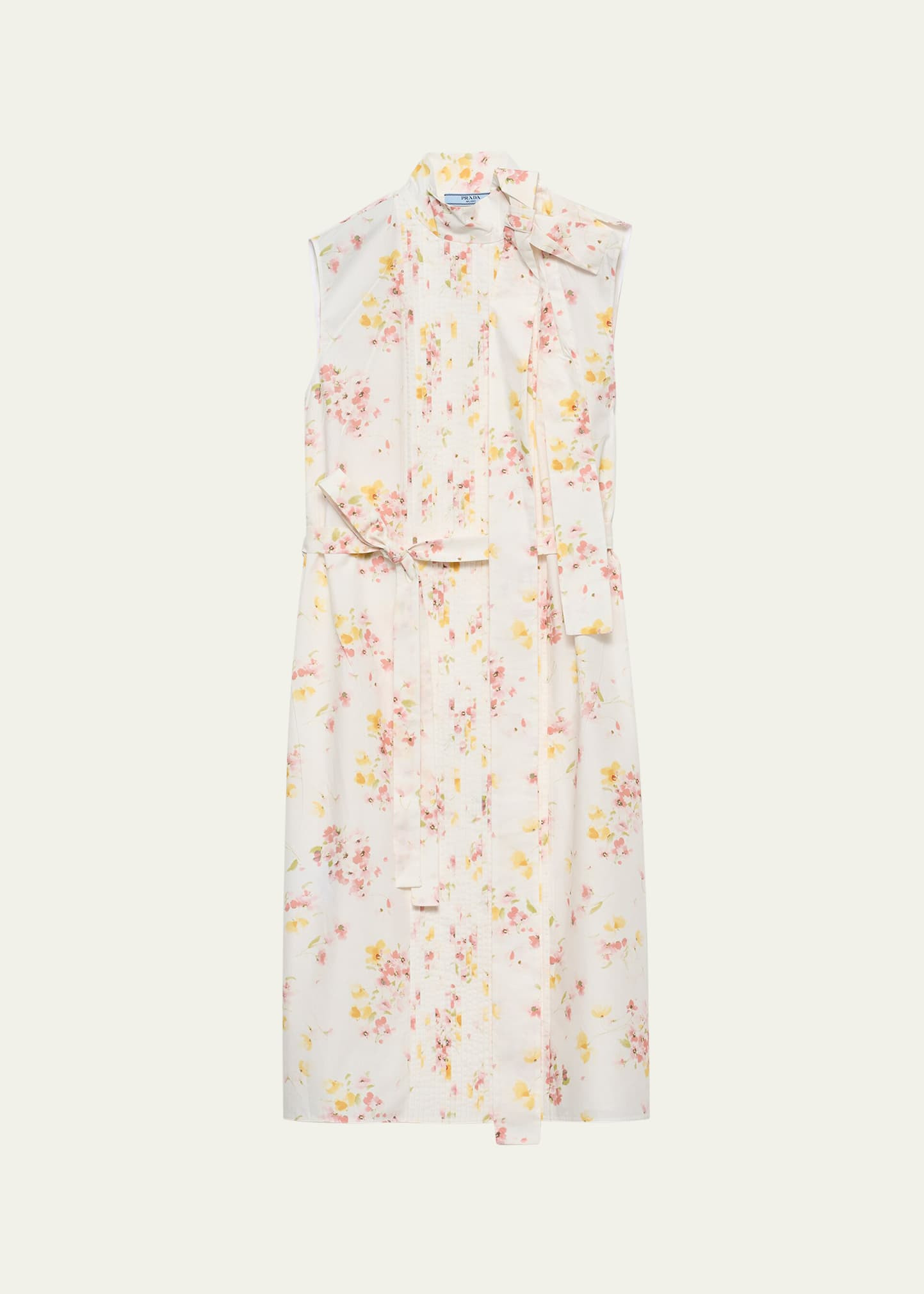 Bouquet-Print Sleeveless Poplin Dress - 1