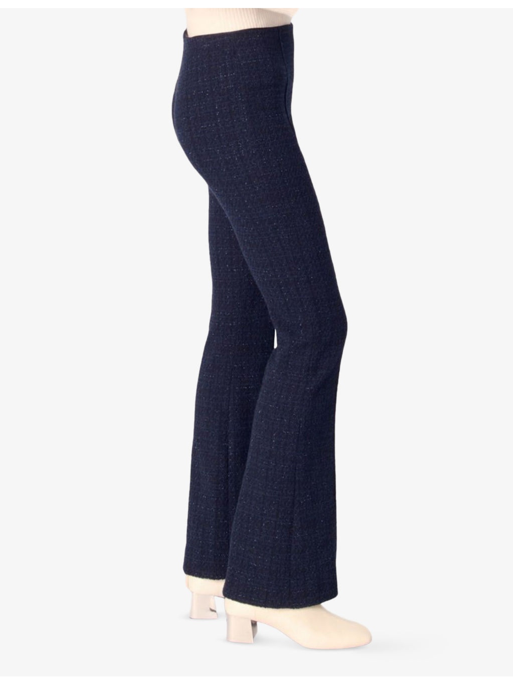 Metallic-weave flared-leg high-rise tweed trousers - 3