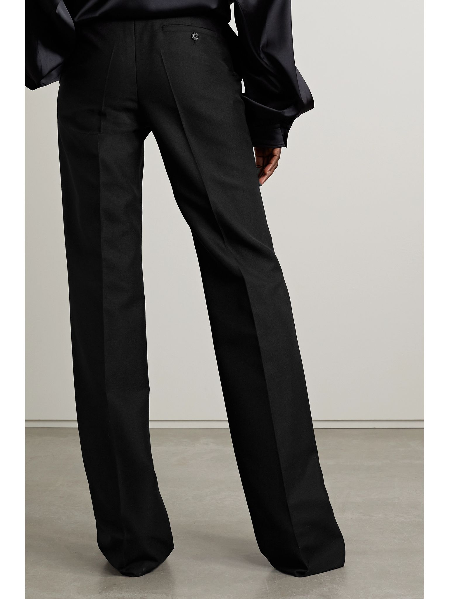 Wool and mohair-blend wide-leg pants Black - 4