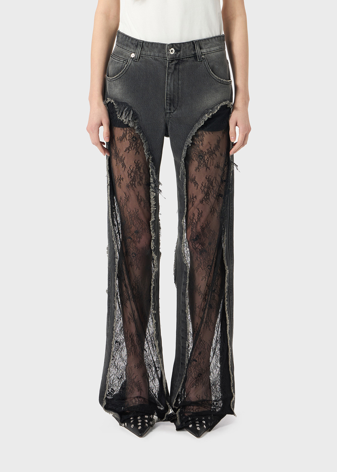 BOYFRIEND JEANS WITH LACE INSERTS - 3