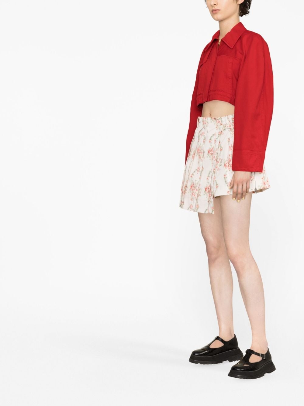 floral-print asymmetric skorts - 4