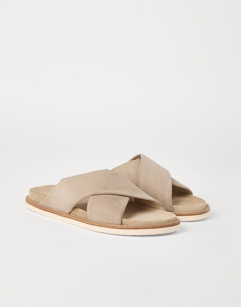 Washed suede cross-over slides 1