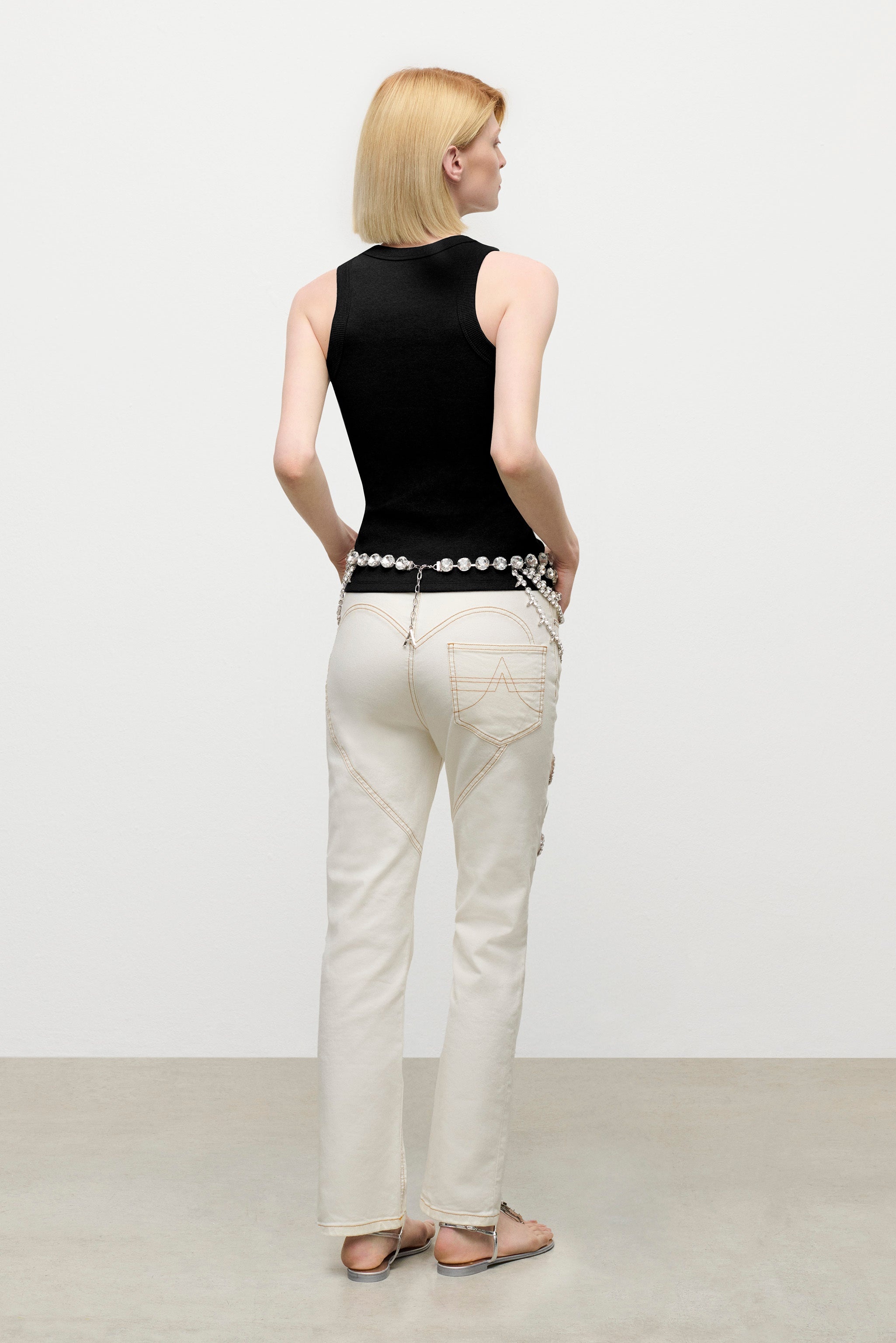 DISTRESSED CRYSTAL RIBBED KNIT TANK TOP - 4