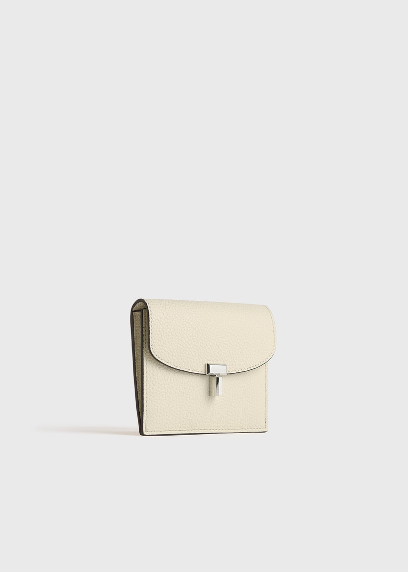 T-lock grained-leather cardholder milk 3