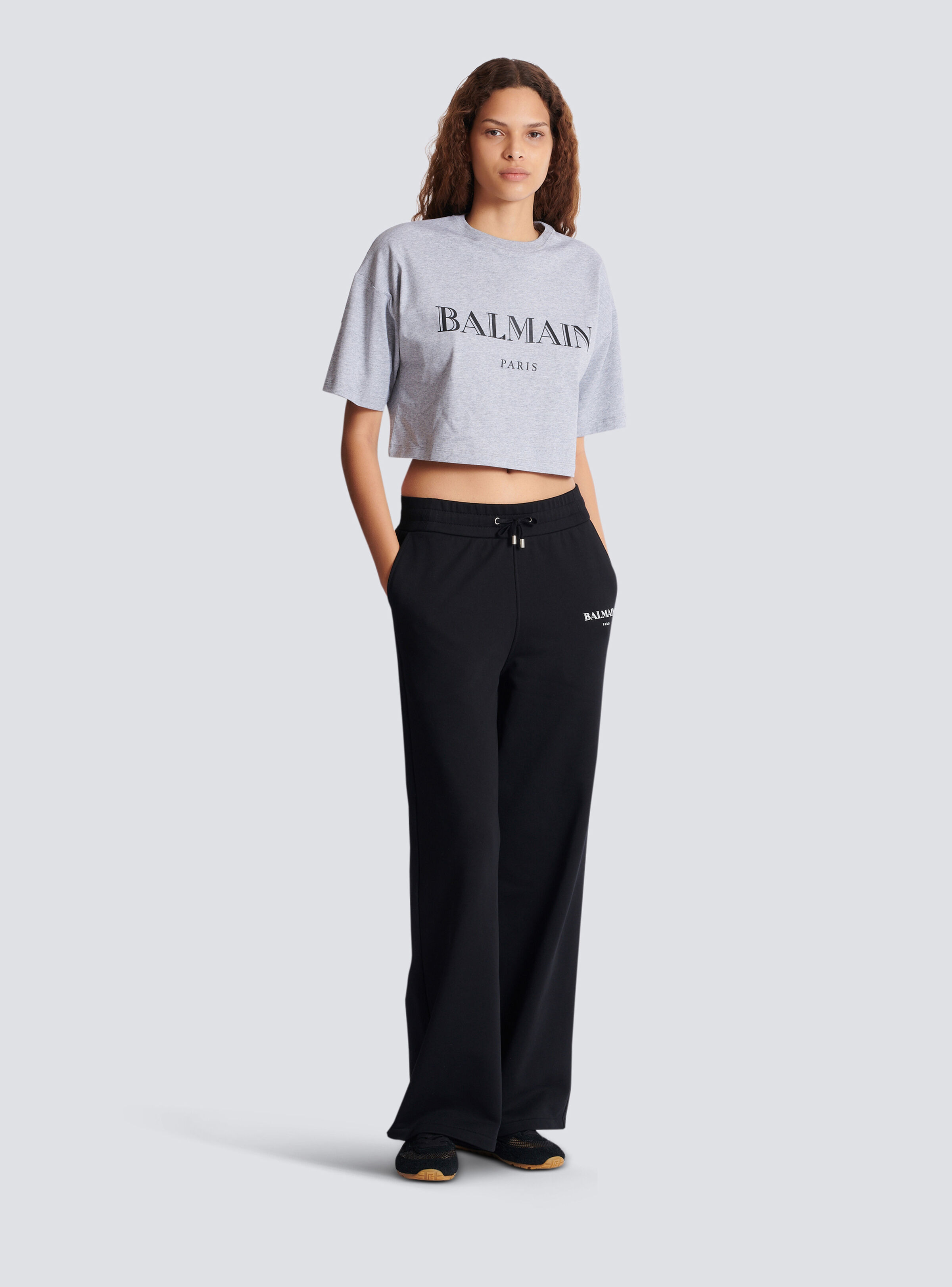Boxy cropped T-shirt with Balmain print - 3
