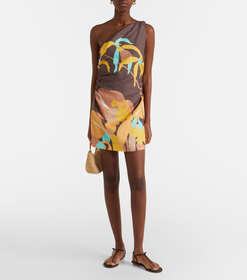 FAITHFULL Marga floral one-shoulder linen minidress outlook