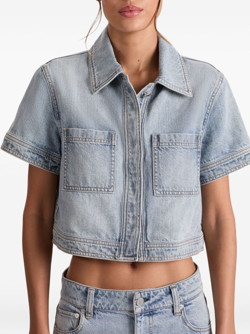 short-sleeve denim shirt - 5
