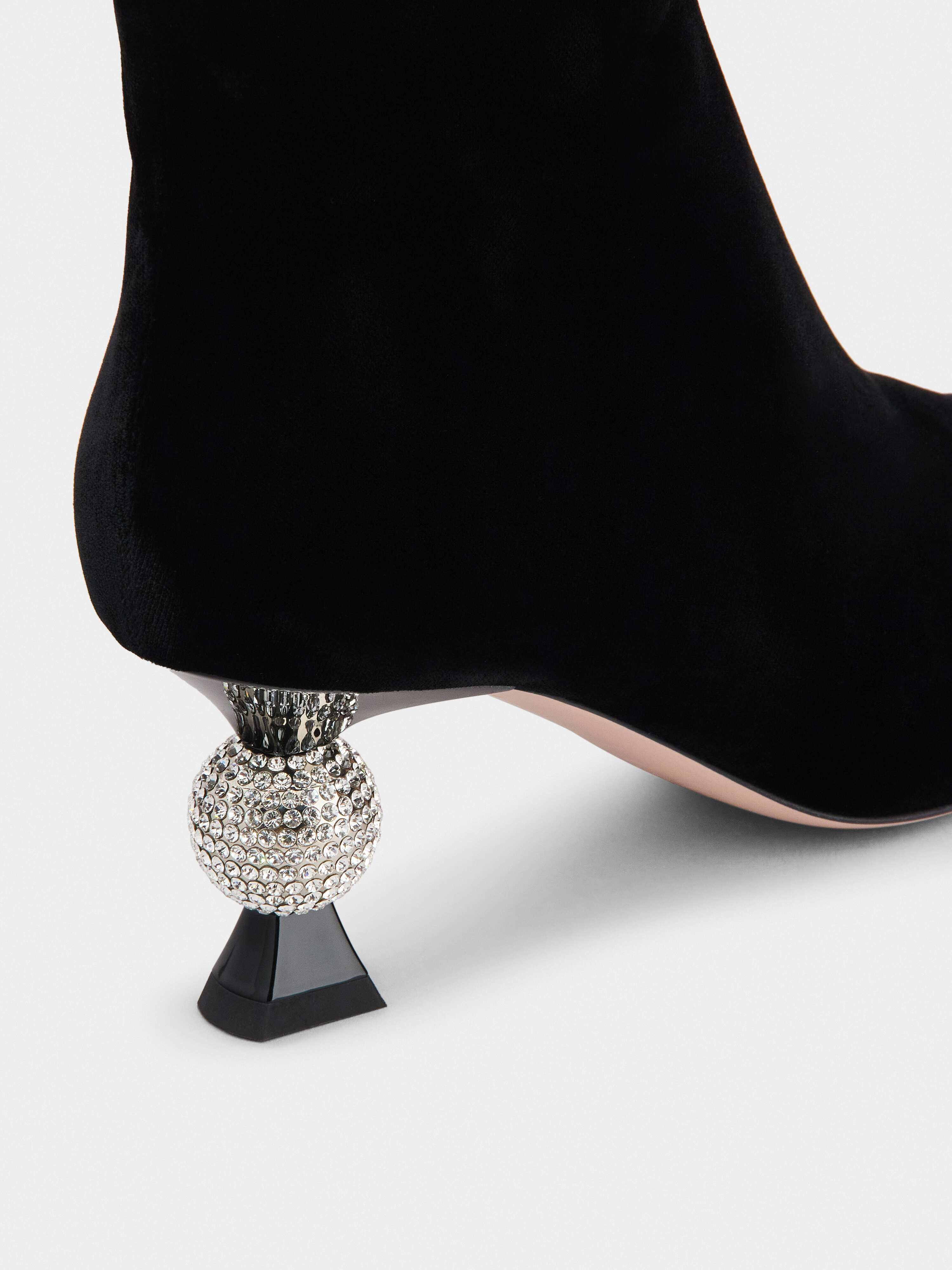 Vivier Marlène Strass Booties in Velvet - 3