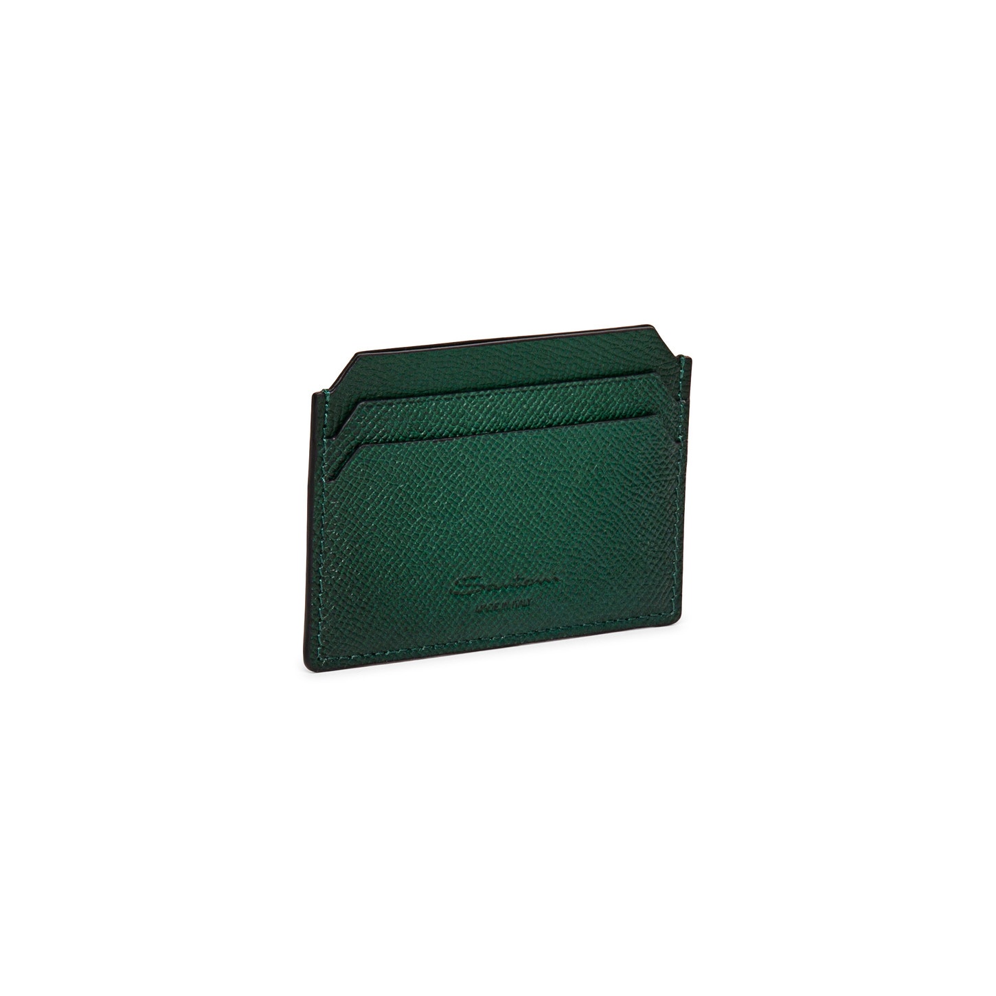 Green saffiano leather credit card holder - 4