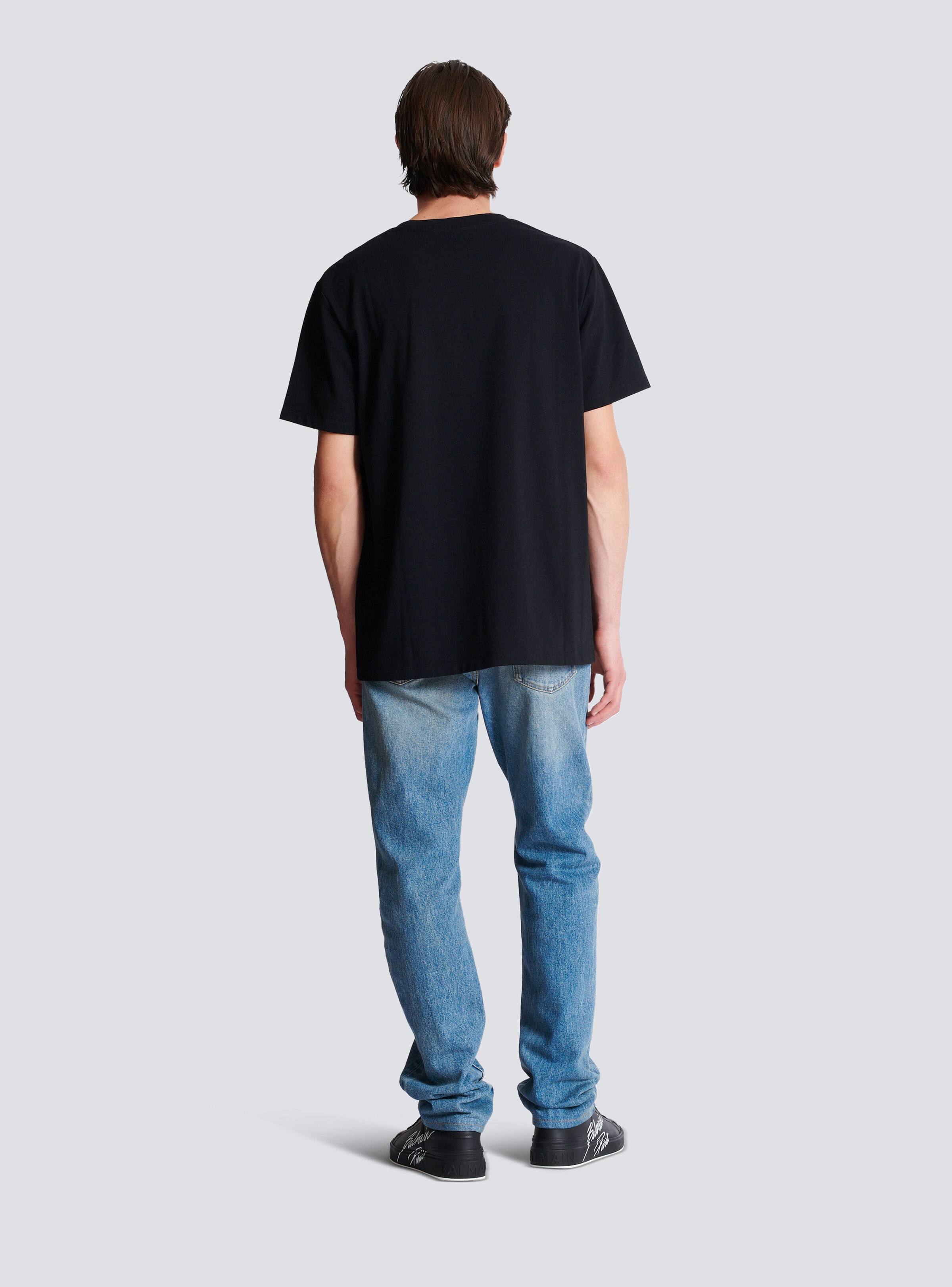 T-shirt with flocked Balmain Letter logo - 4