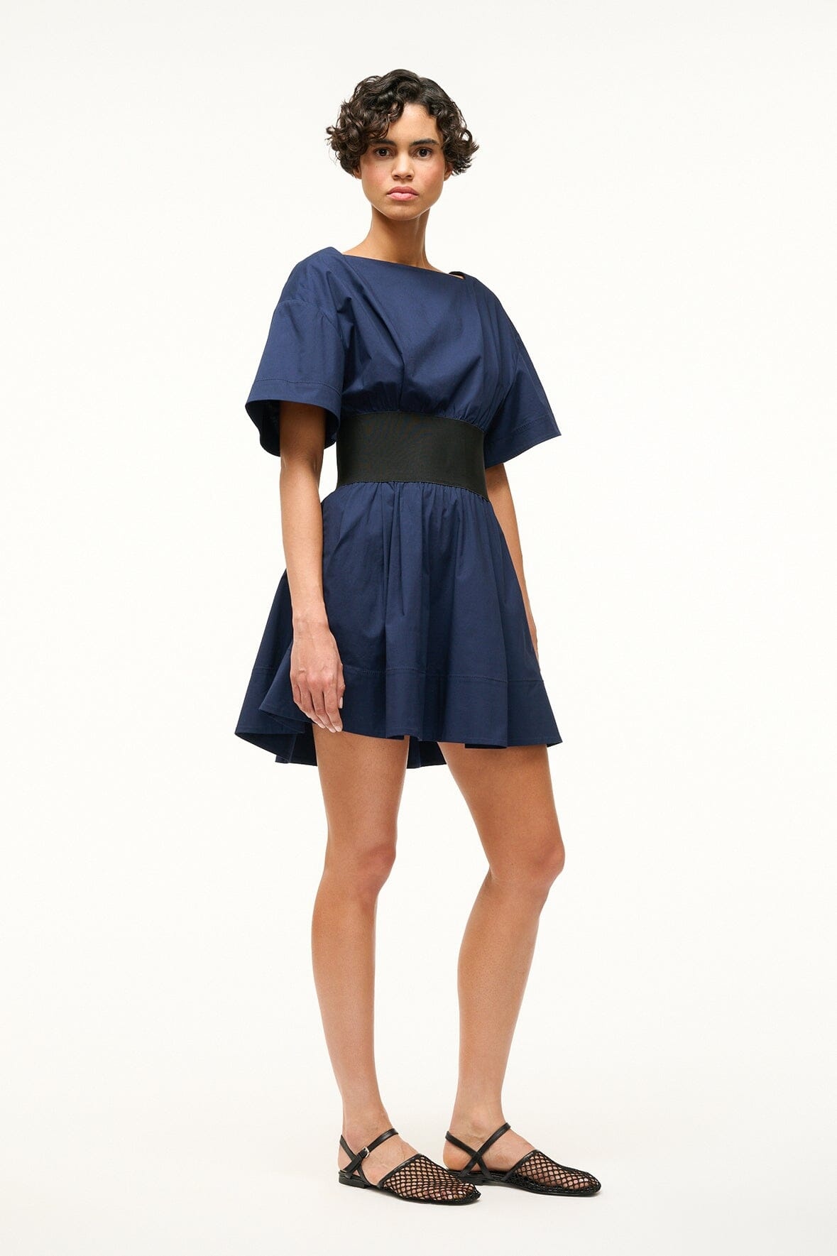 STAUD MINI AMY DRESS NAVY BLACK - 4