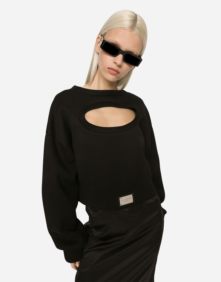 Technical jersey sweatshirt with cut-out and Dolce&Gabbana tag - 4