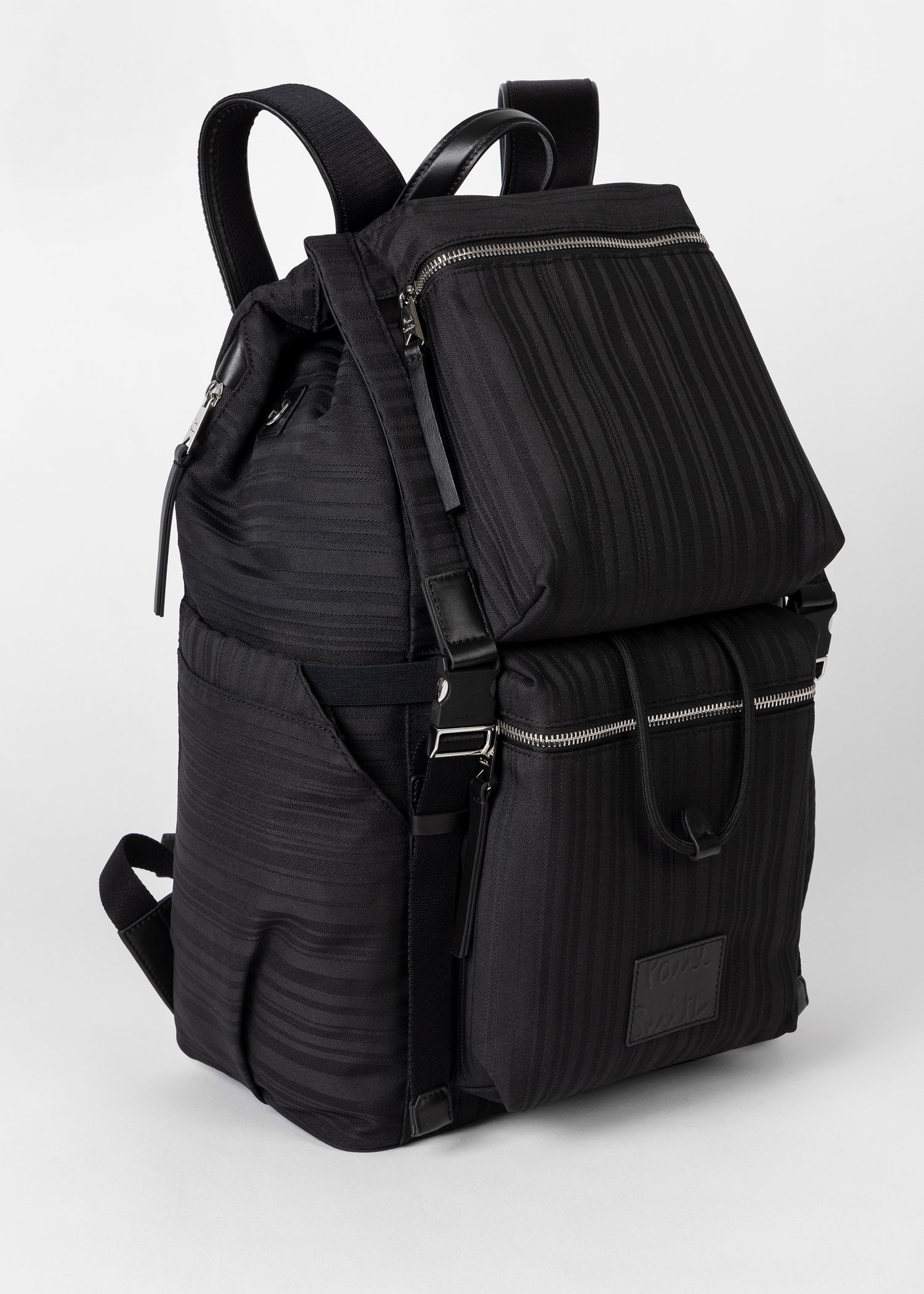Black 'Shadow Stripe' Backpack - 7