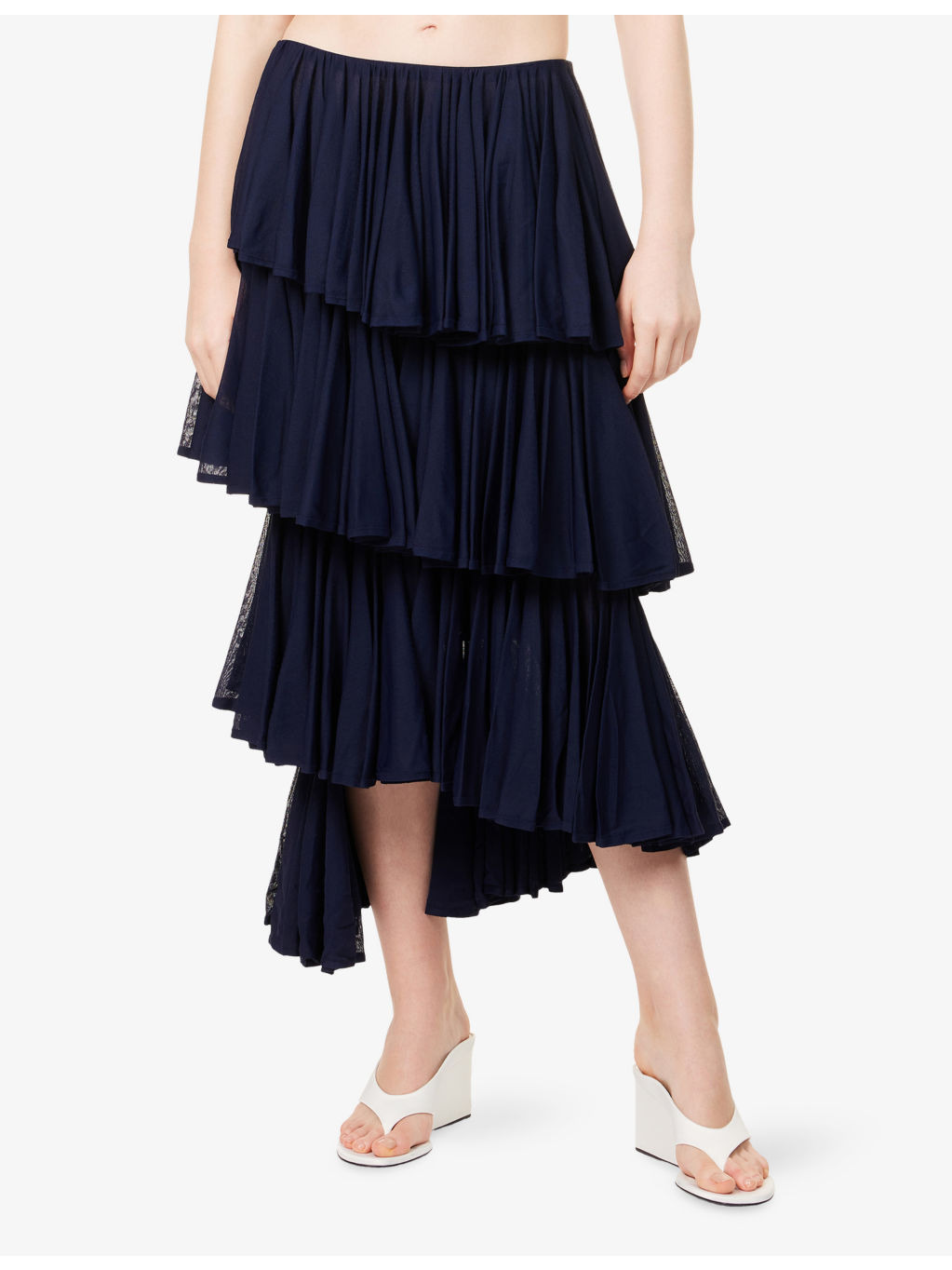 Ruffled High-Waist Knitted Maxi Skirt - 3