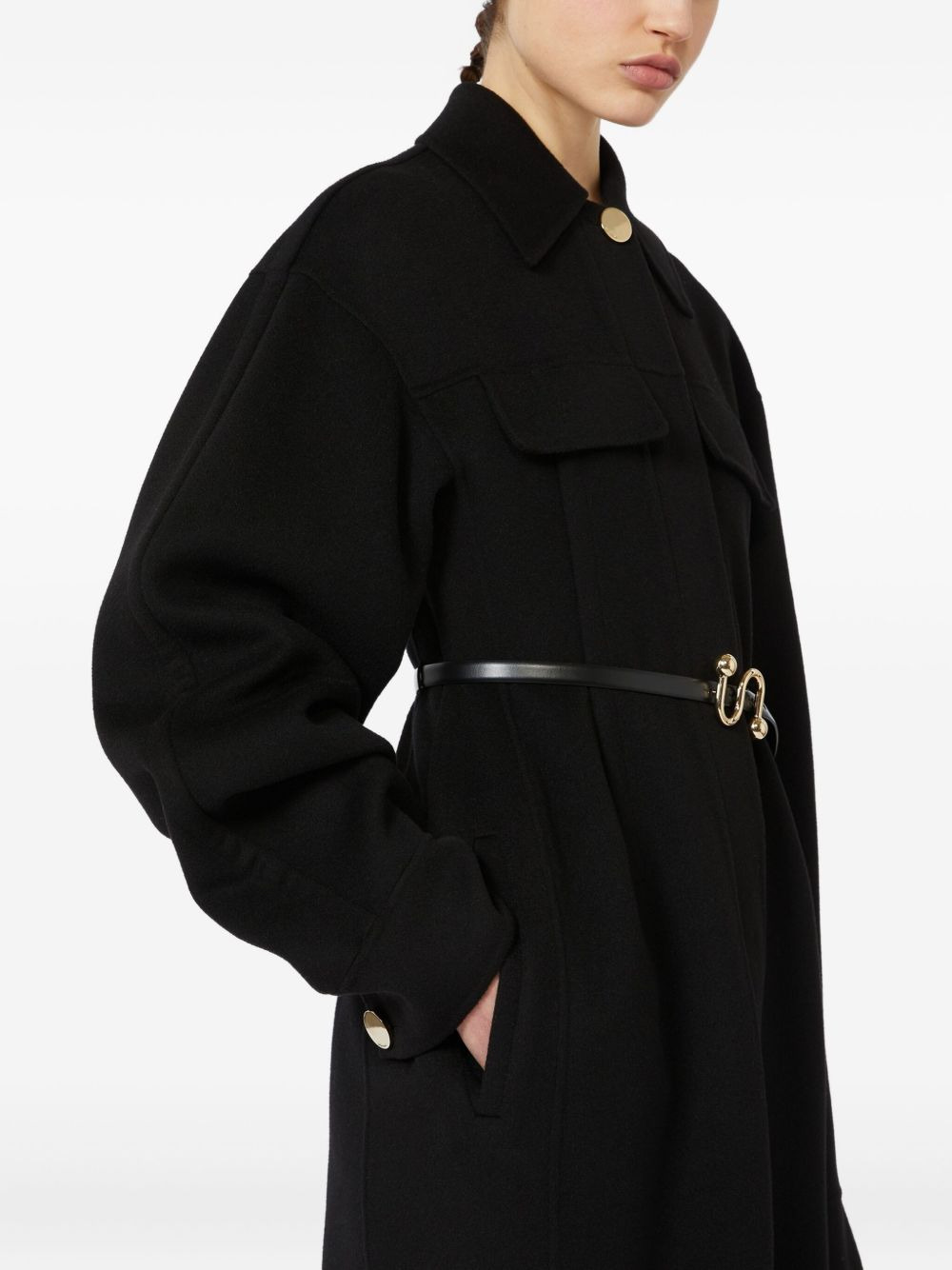belted classic-collar coat - 4