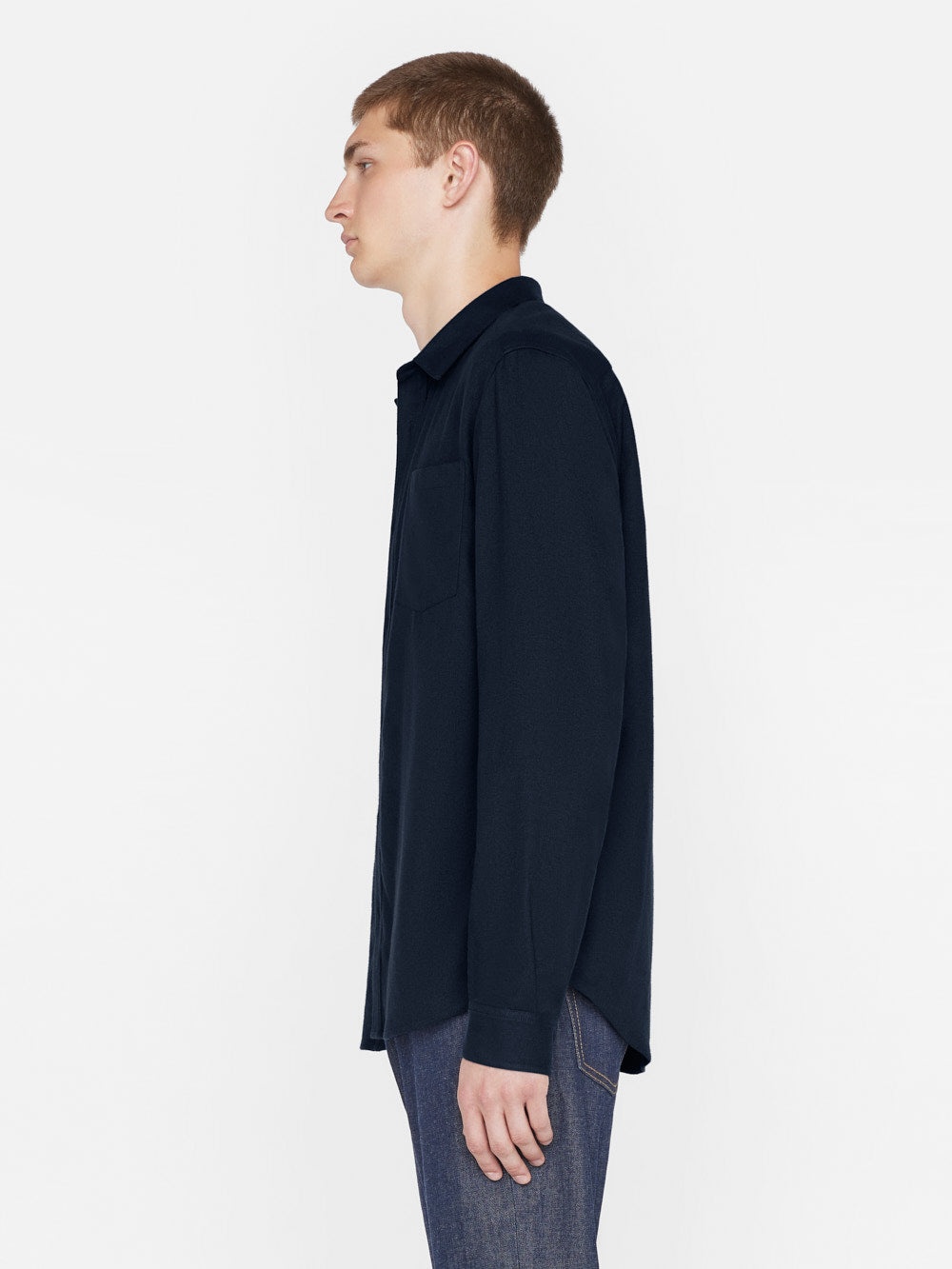 Brushed Cotton Shirt in Midnight Blue - 7