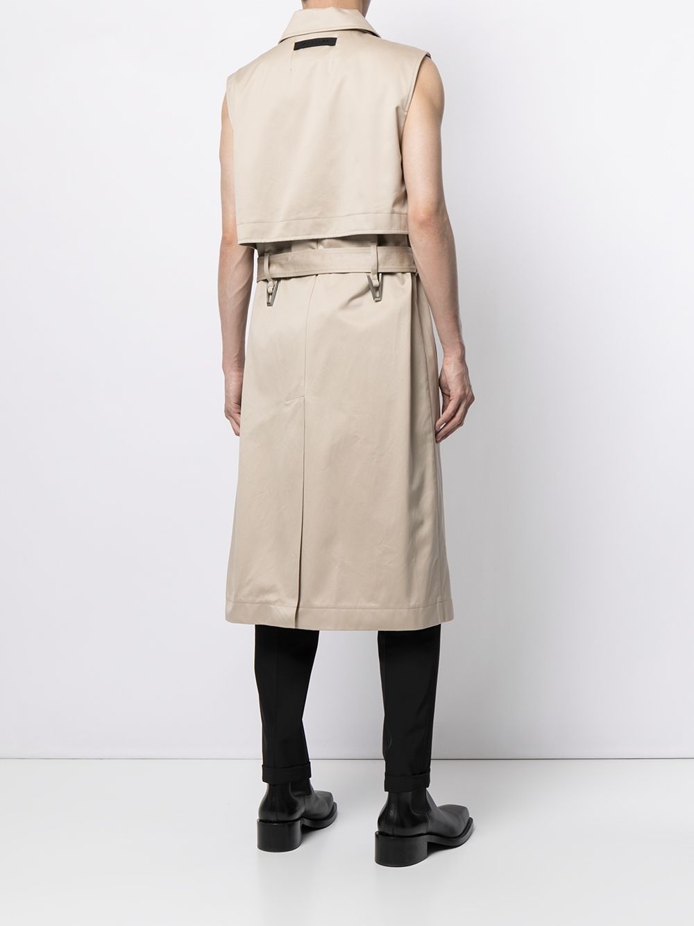 sleeveless belted trench coat - 5