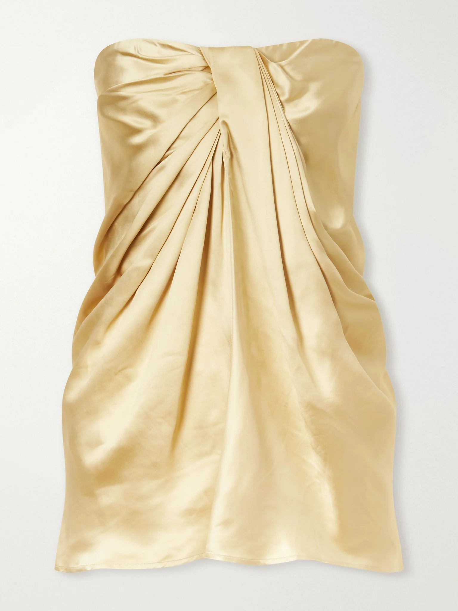 Eden strapless draped satin top Gold - 1