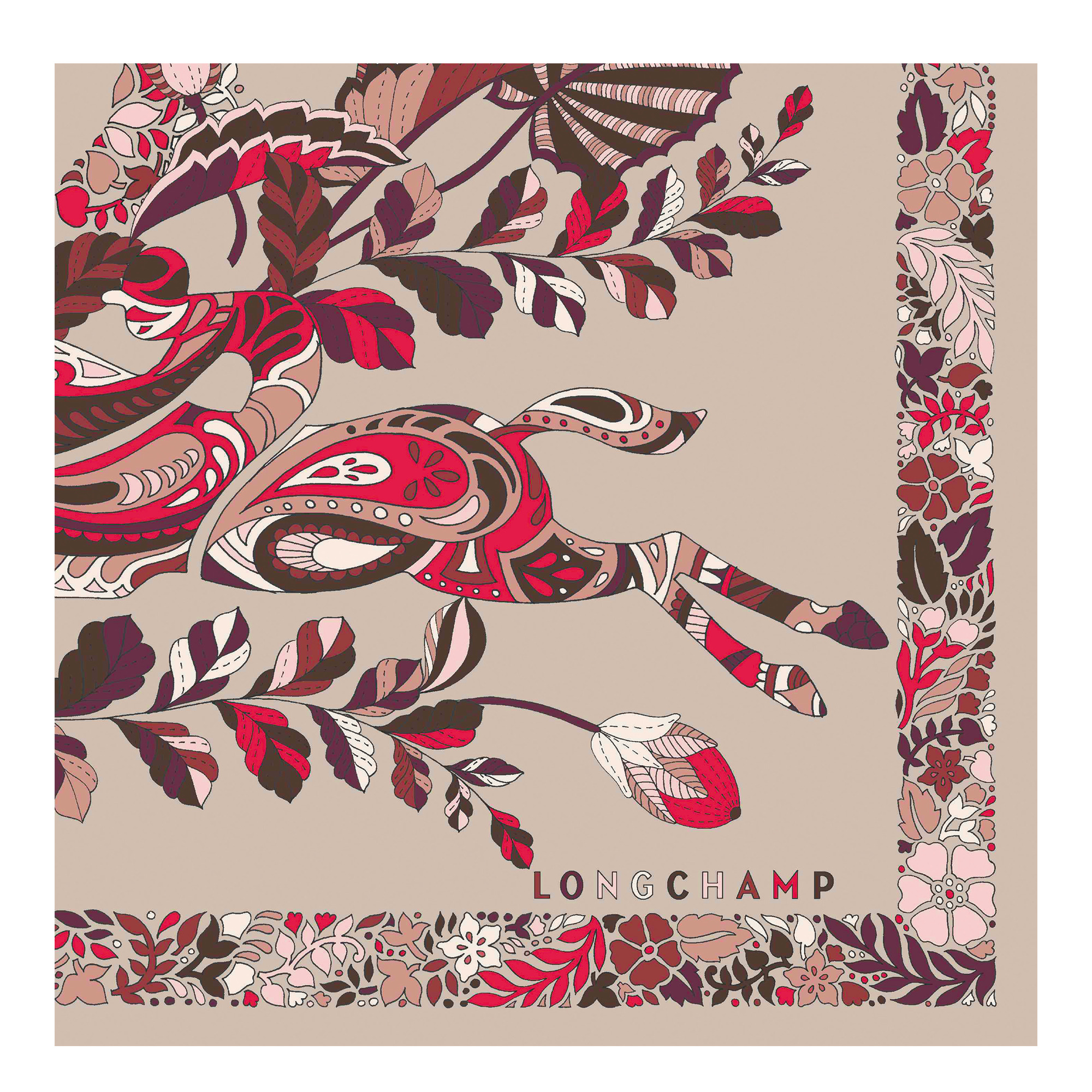 Forêt Longchamp Silk scarf 50 Blush - Silk - 2
