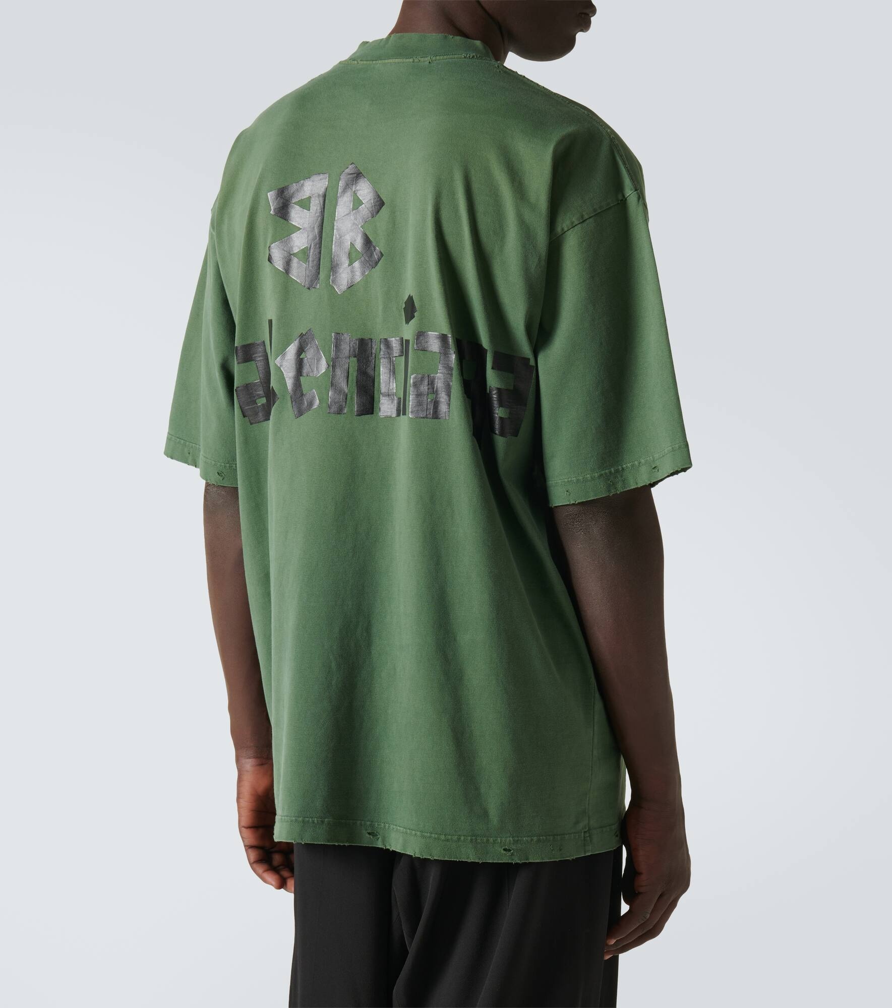 Tape cotton-blend jersey T-shirt - 4