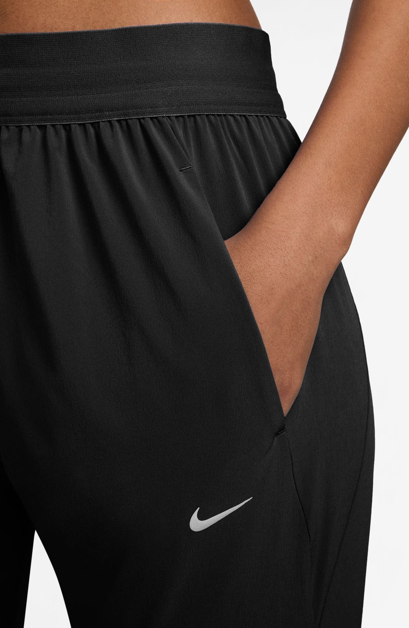 Nike Swift Dri-FIT Mid Rise Running Pants in Black/Reflective Silver at Nordstrom - 3