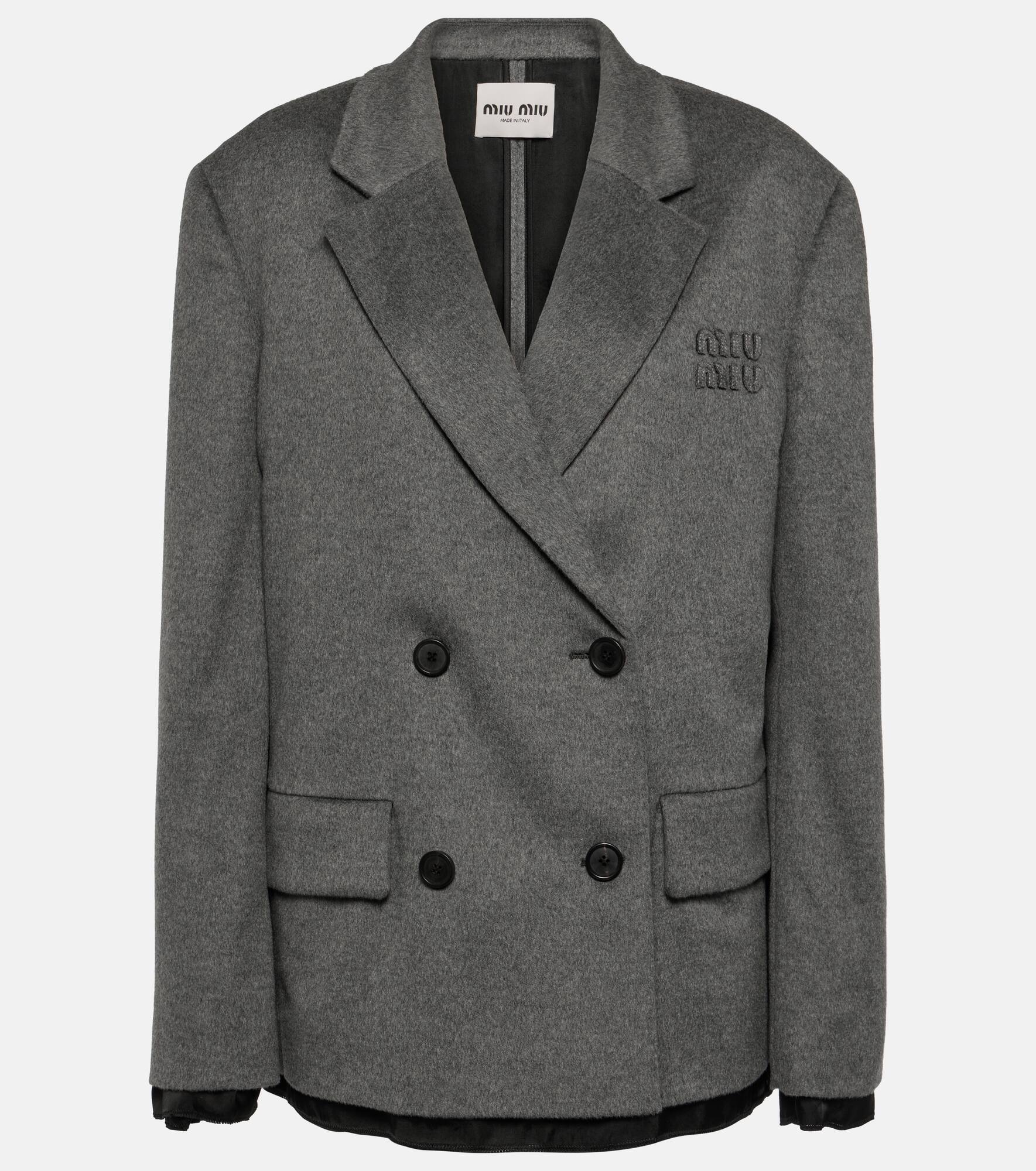 Double-breasted wool and cashmere blazer - 1