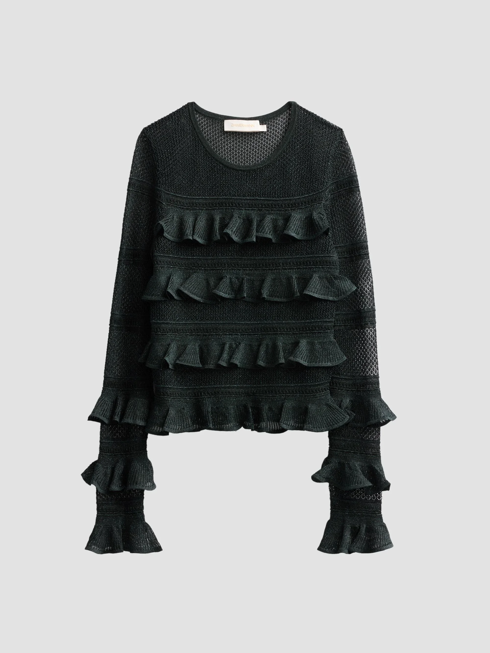 Women's Valiant Lace Frill Top - Metallic Bottle Green - 1
