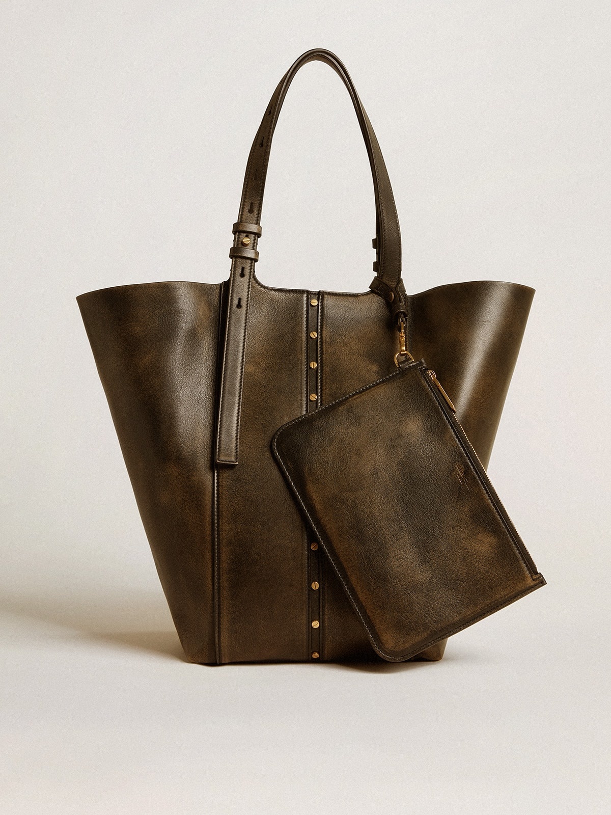24/7 Bag in black distressed leather with adjustable handles - 8