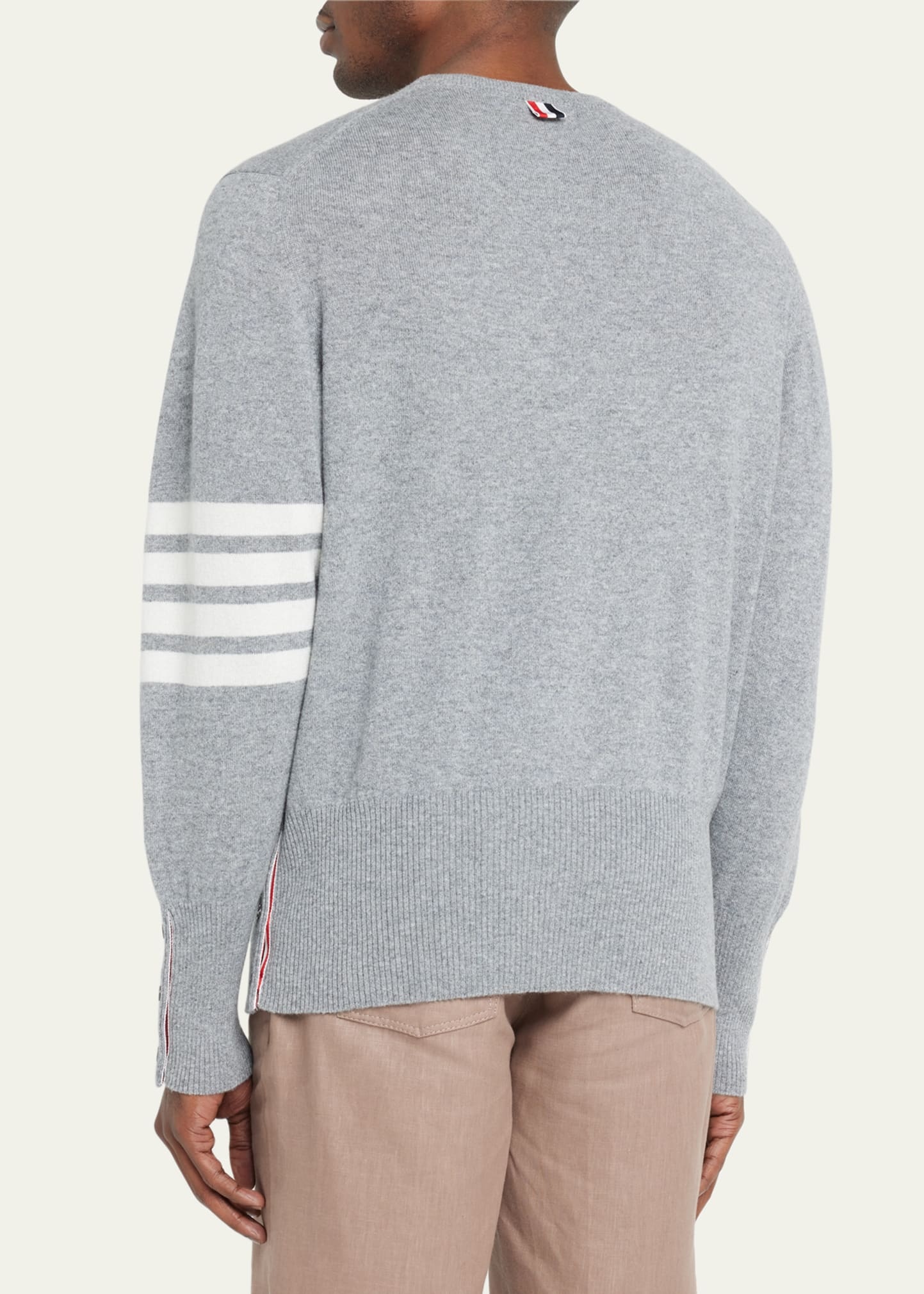 Men's Striped-Sleeve Cashmere Sweater - 3
