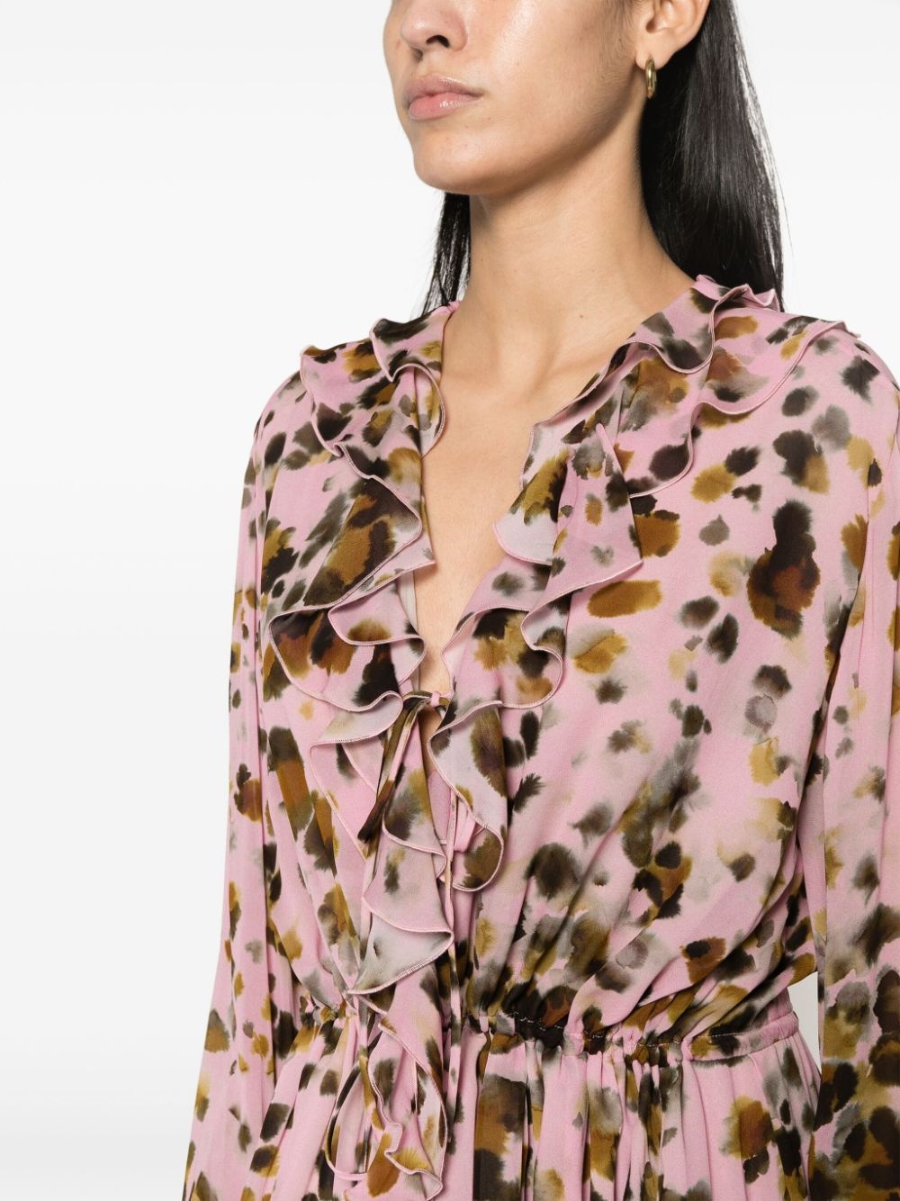 animal-print chiffon mini dress - 5