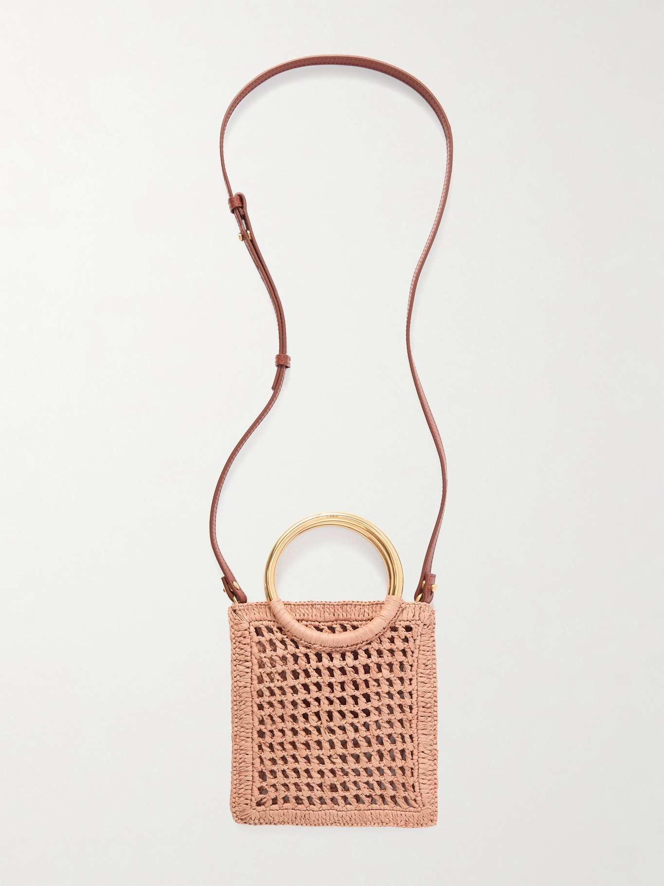 Summer Banana small leather-trimmed woven raffia tote bag Beige - 3