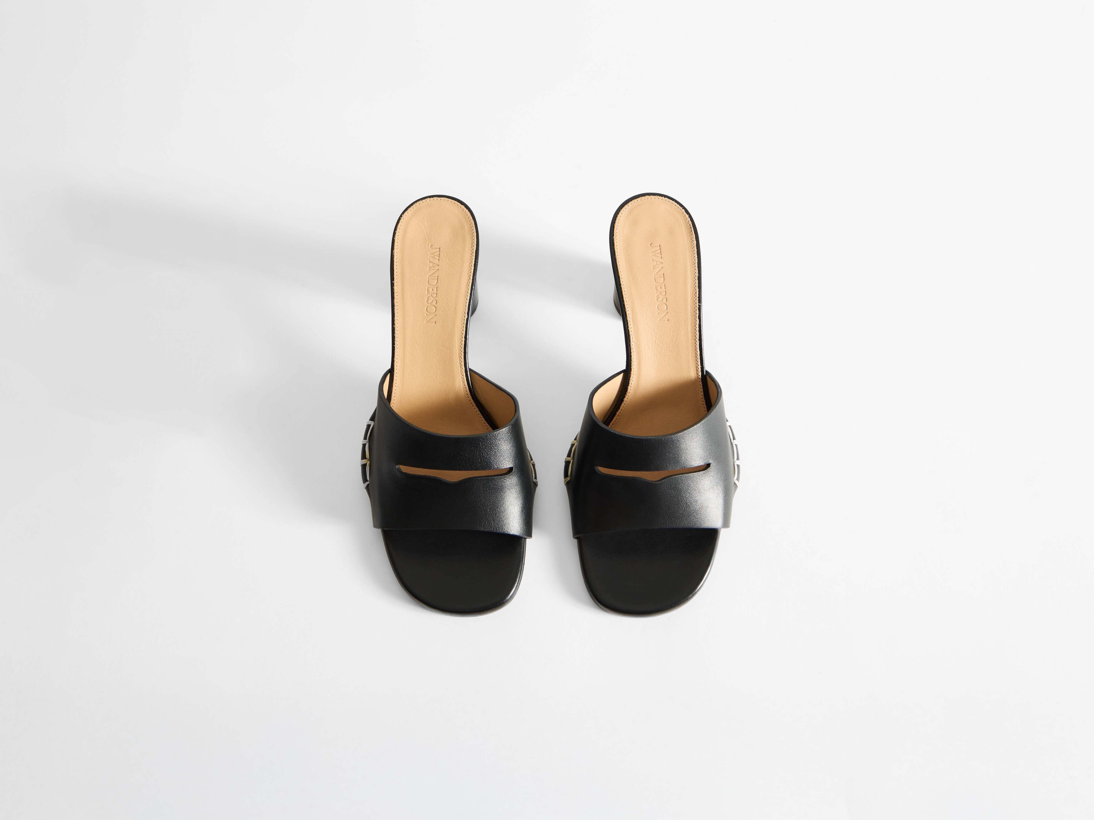 WOMENS LOAFER MULE HEELED SANDAL IN BLACK - 6