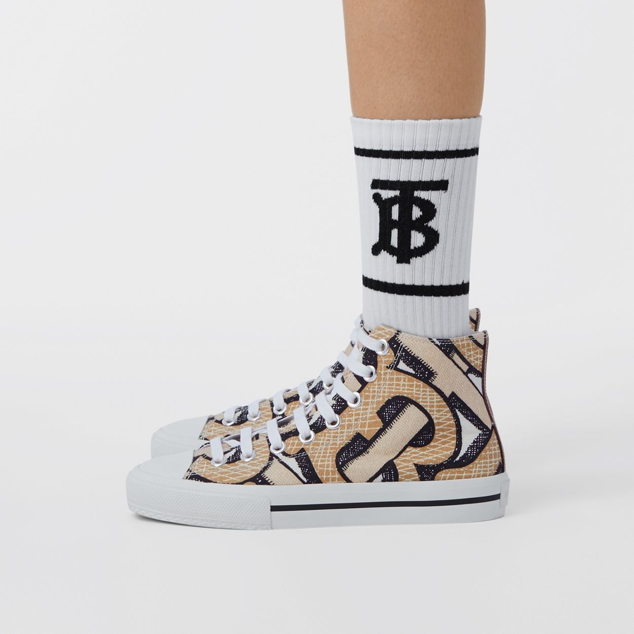 Monogram Print Cotton Canvas High-top Sneakers - 5