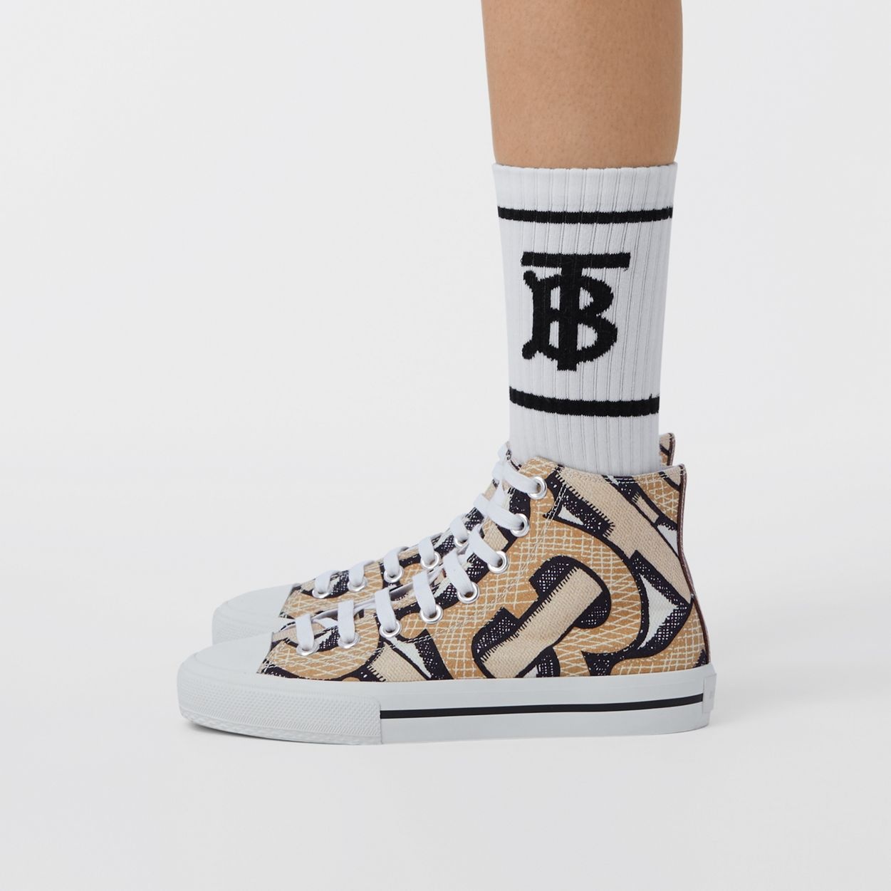 Monogram Print Cotton Canvas High-top Sneakers - 4