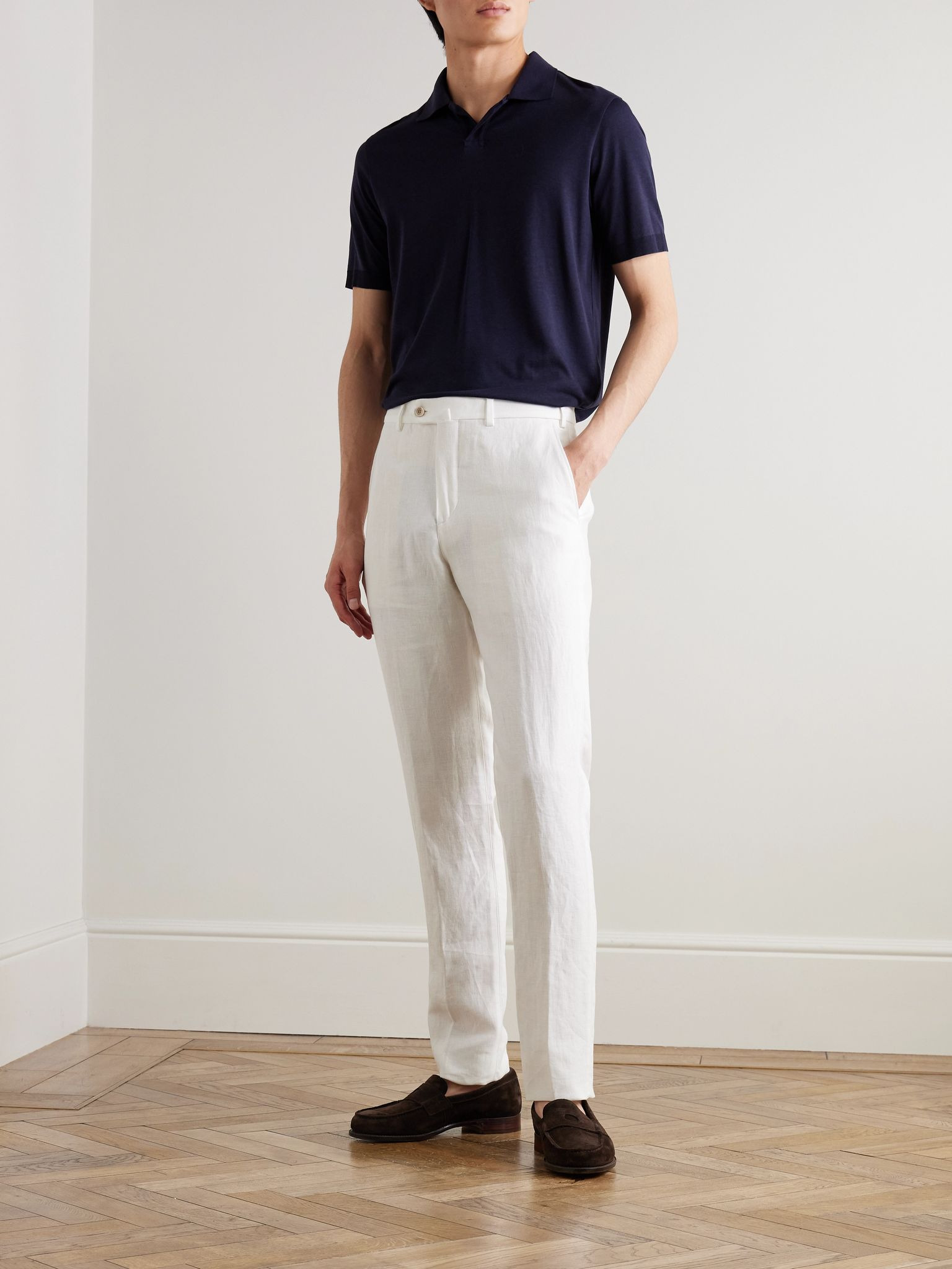 Carlo Straight-Leg Linen Trousers White - 2