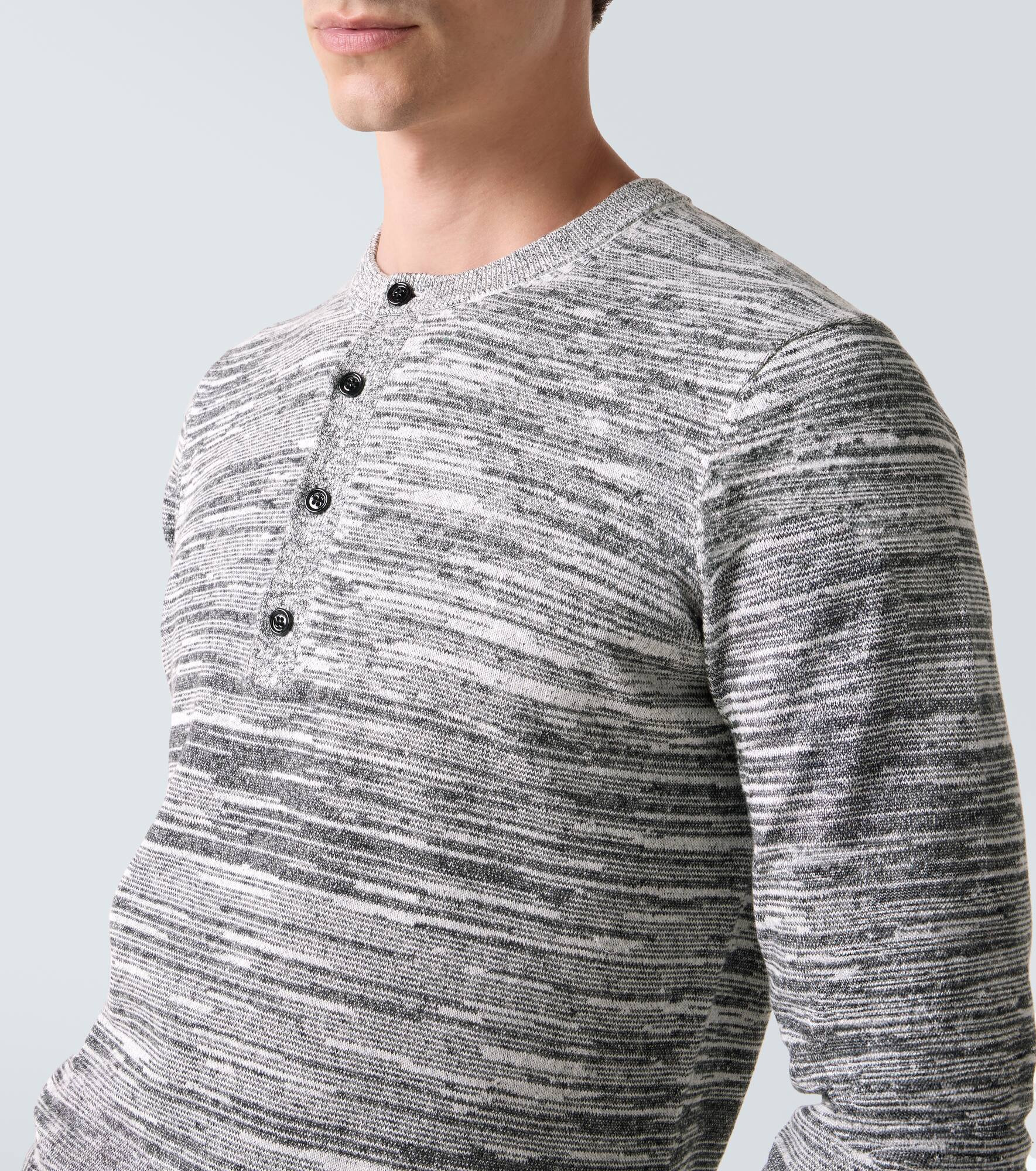 Cotton and linen-blend Henley shirt - 6