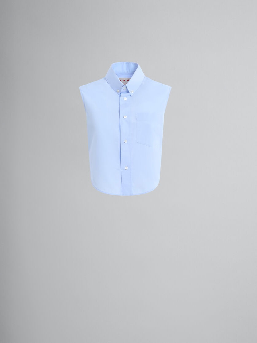 BLUE ORGANIC POPLIN CROPPED SHIRT - 1