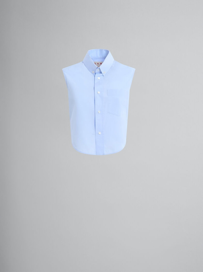 BLUE ORGANIC POPLIN CROPPED SHIRT 1