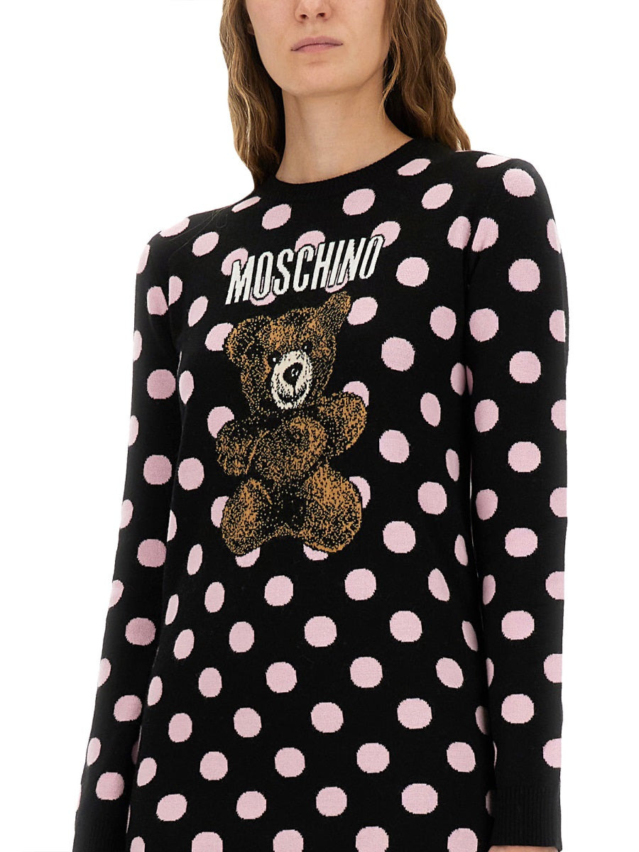 Moschino Women Polka Dot Dress With Logo - 4