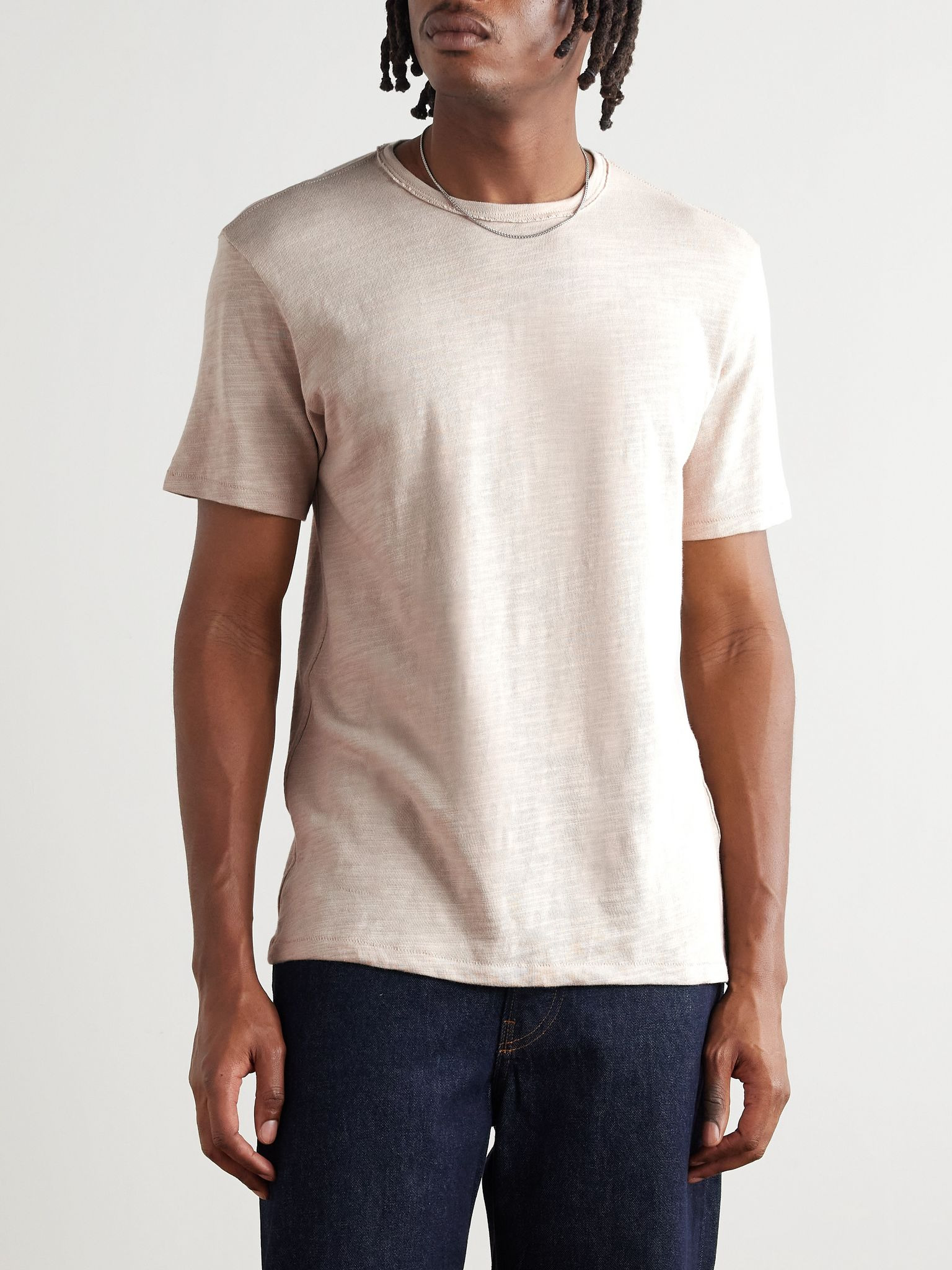 Flame Cotton-Jersey T-Shirt Beige - 3