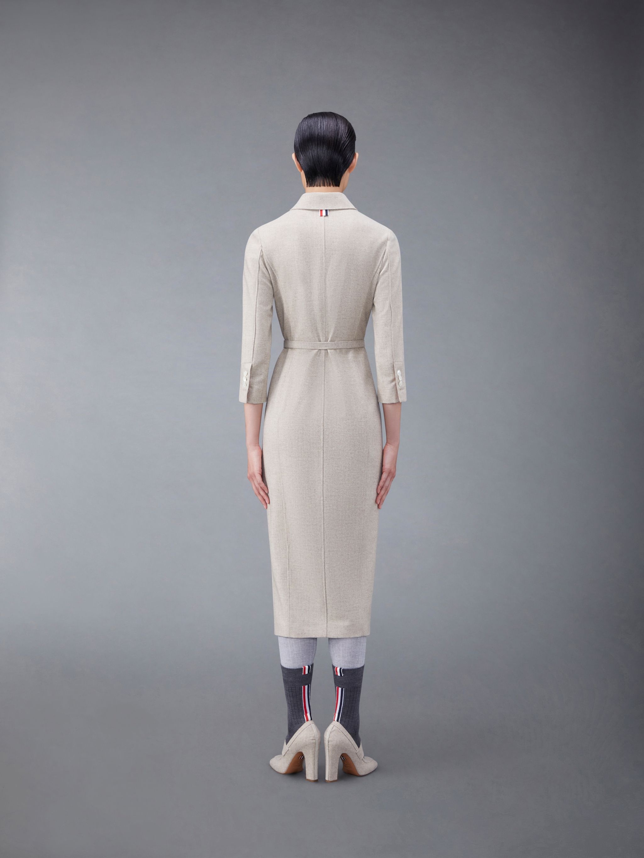 Wool Flannel Bal Collar Pencil Dress - 3