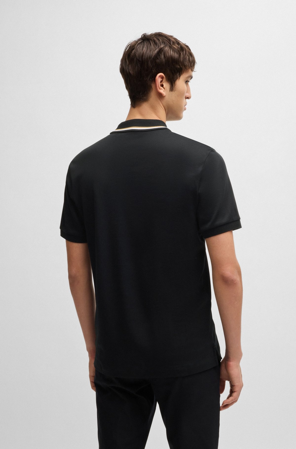 SLIM-FIT POLO SHIRT IN COTTON WITH STRIPED COLLAR - 5