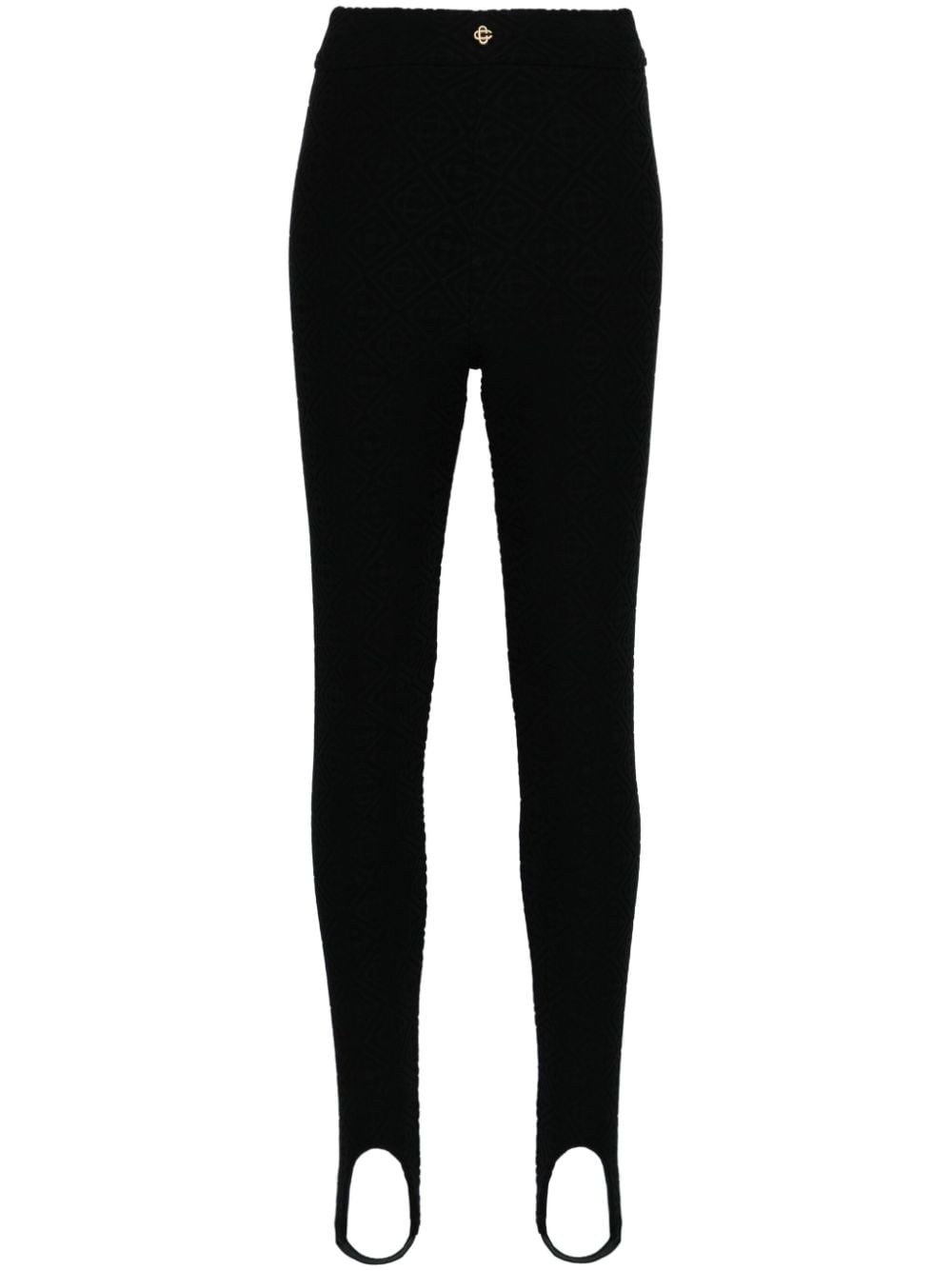 logo-embossed stirrup leggings - 1