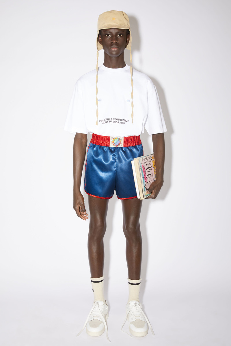 Acne Studios Face patch woven shorts - Indigo blue outlook