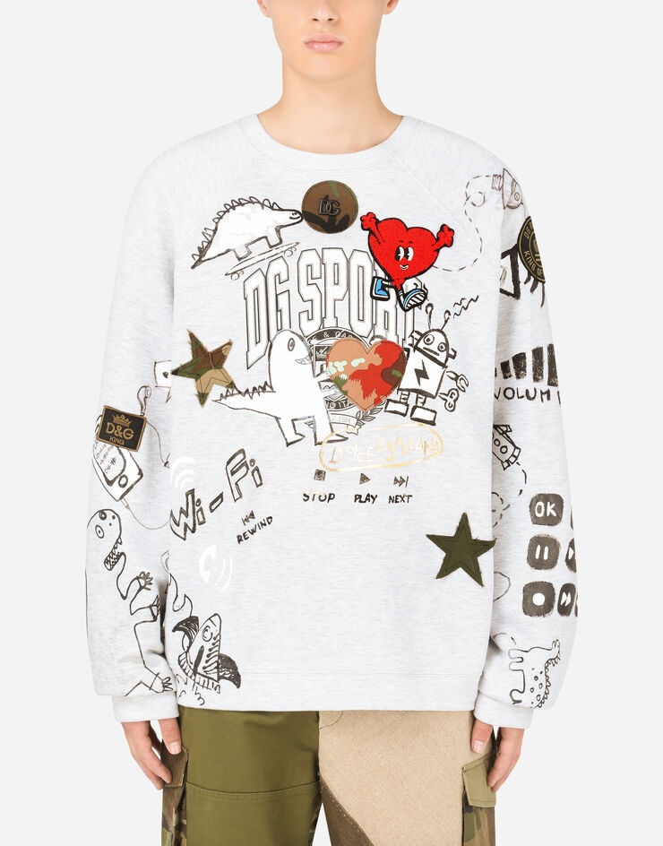 Printed jersey sweatshirt with patch - 1