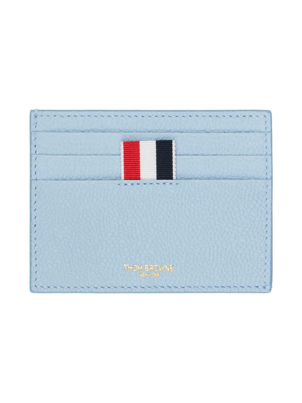 Blue Pebble Grain Leather 4-Bar Single Card Holder - 1