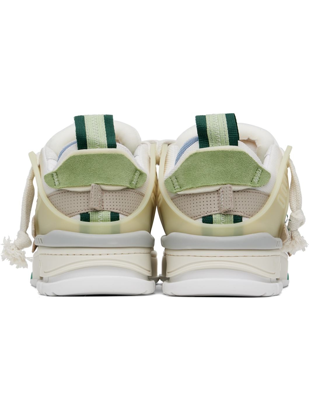 Beige & Green Area Patchwork Sneakers - 2