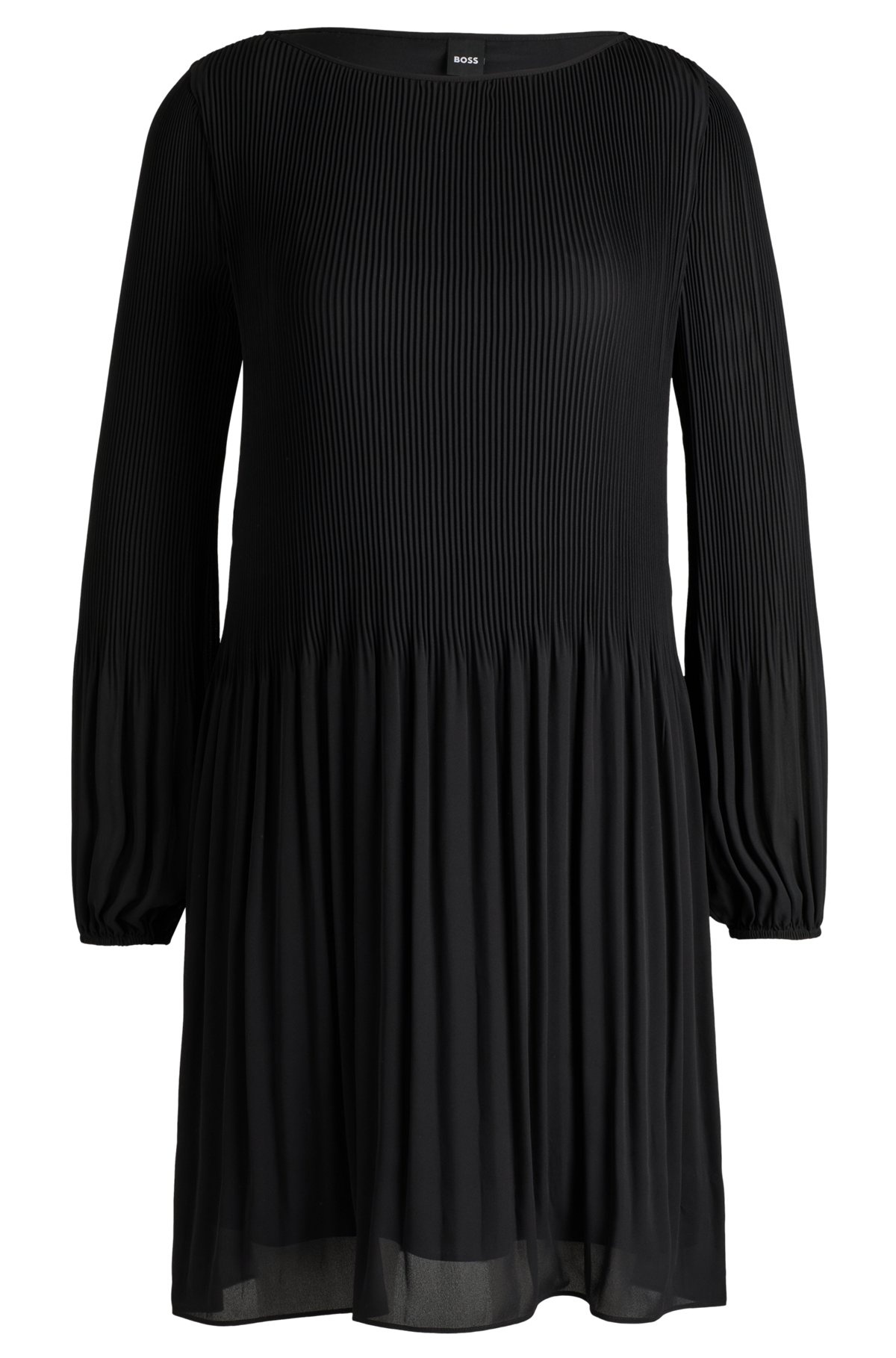 REGULAR-FIT DRESS WITH PLISSÉ PLEATS AND CREW NECKLINE - 1